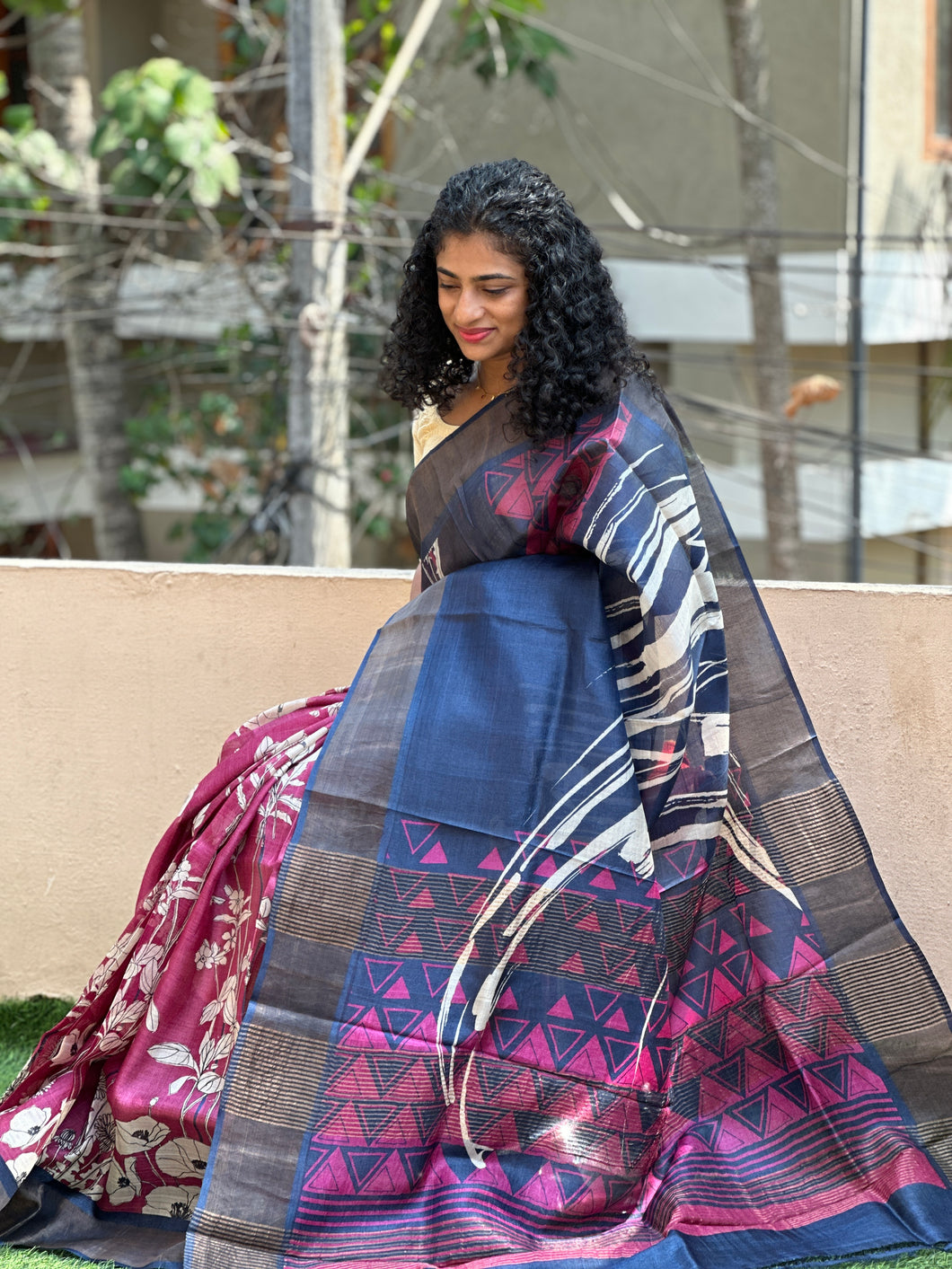 Digital Printed Tussar Saree | NLM109