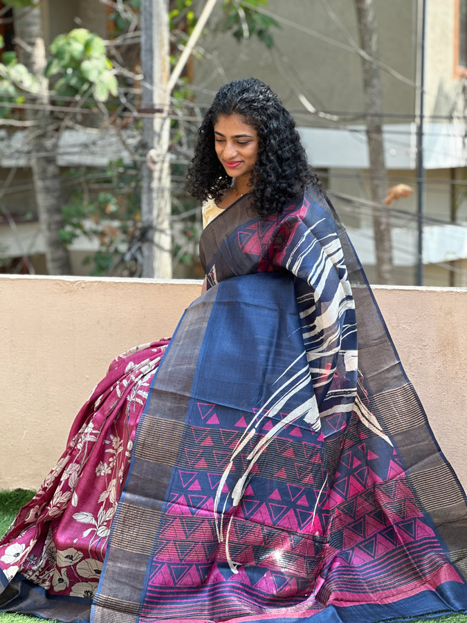 Digital Printed Tussar Saree | NLM109