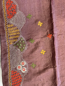 Hand Embroidery & Kutch Work Detailed Pure Tussar Saree | RGD732