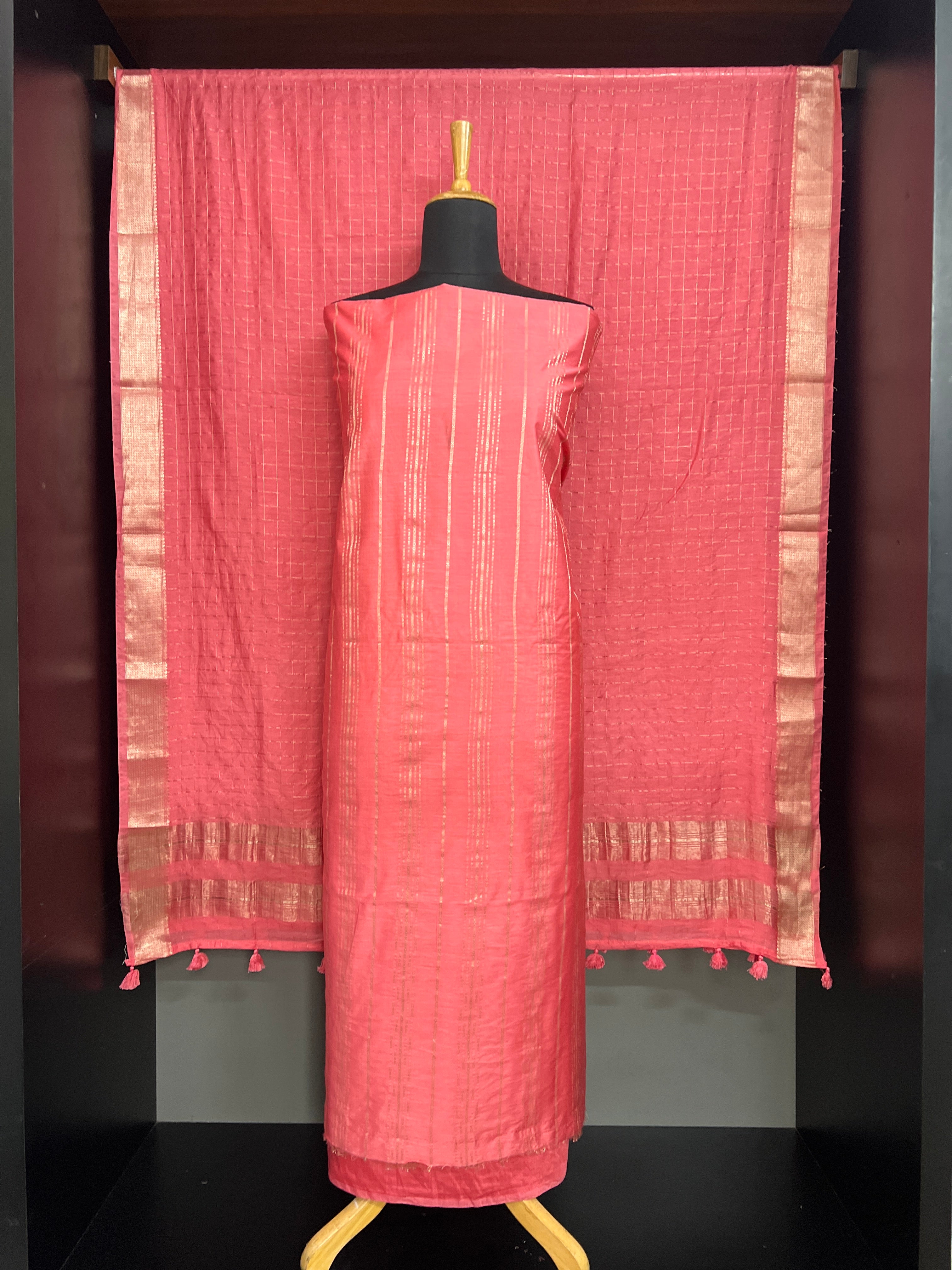 Line Woven Pattern Chanderi Salwar Set | YNG1441