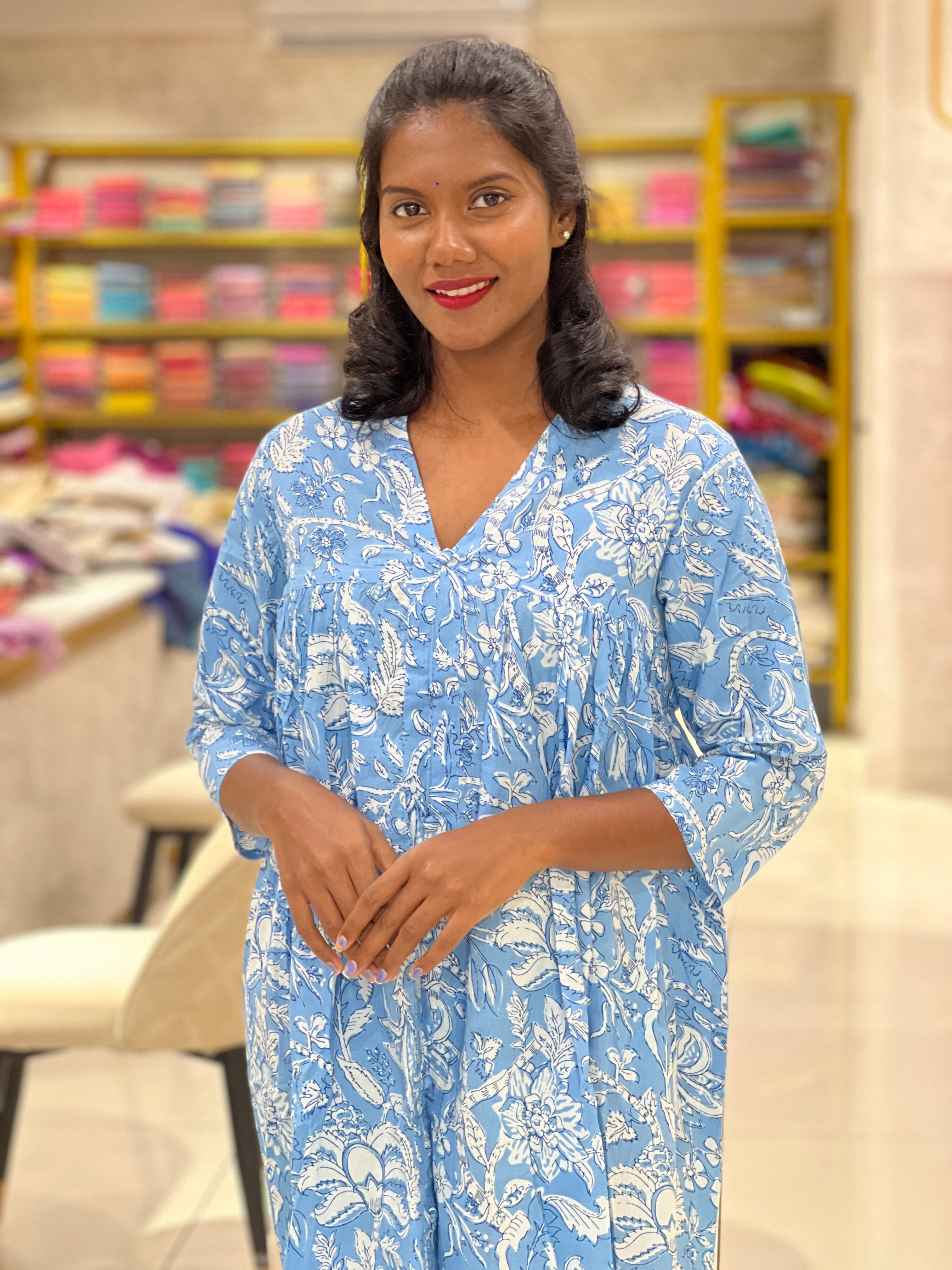 Floral Print Detailed Cotton Kurta | TBS115