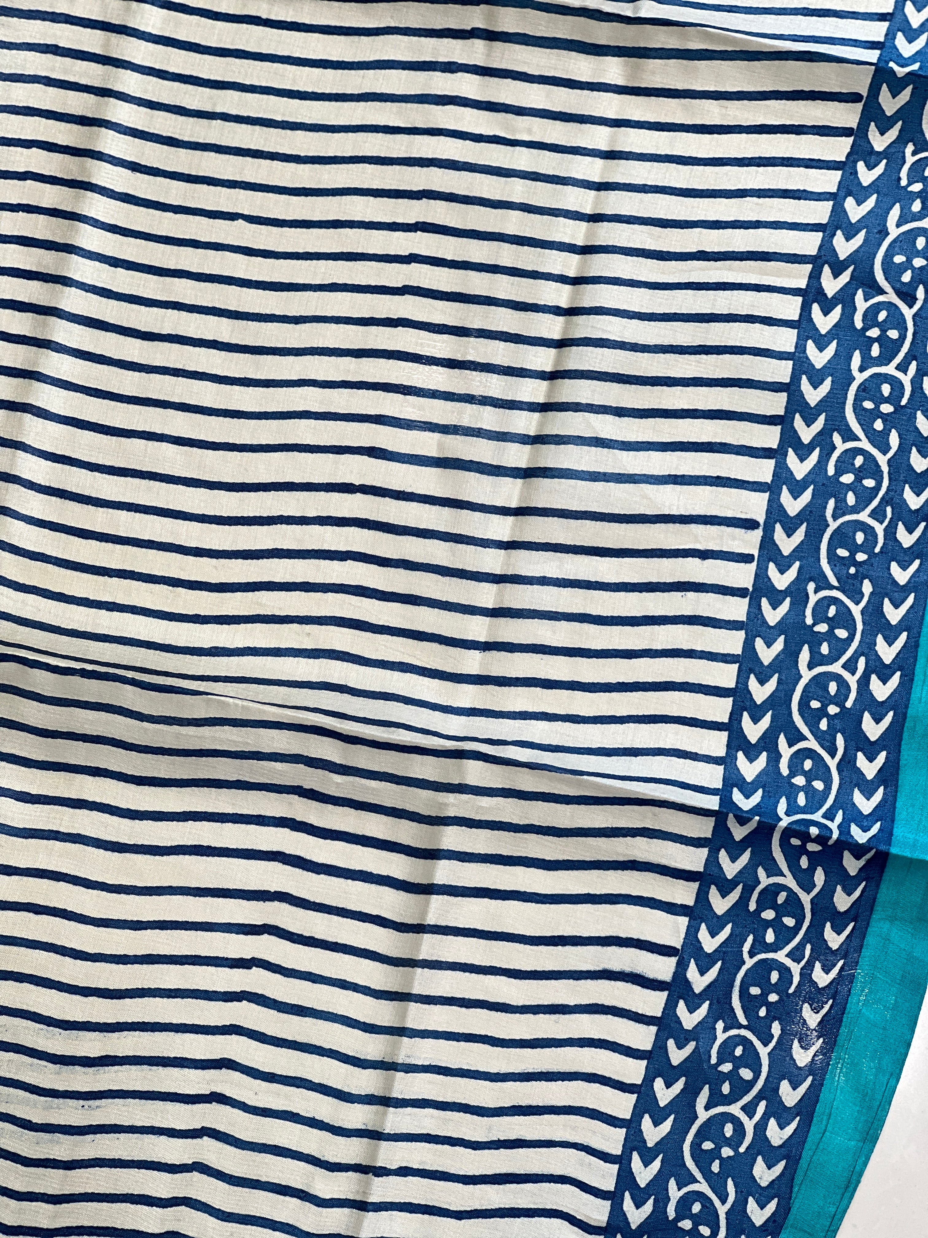 Stripe Pattern Print Detailed Tussar Saree | MNH503