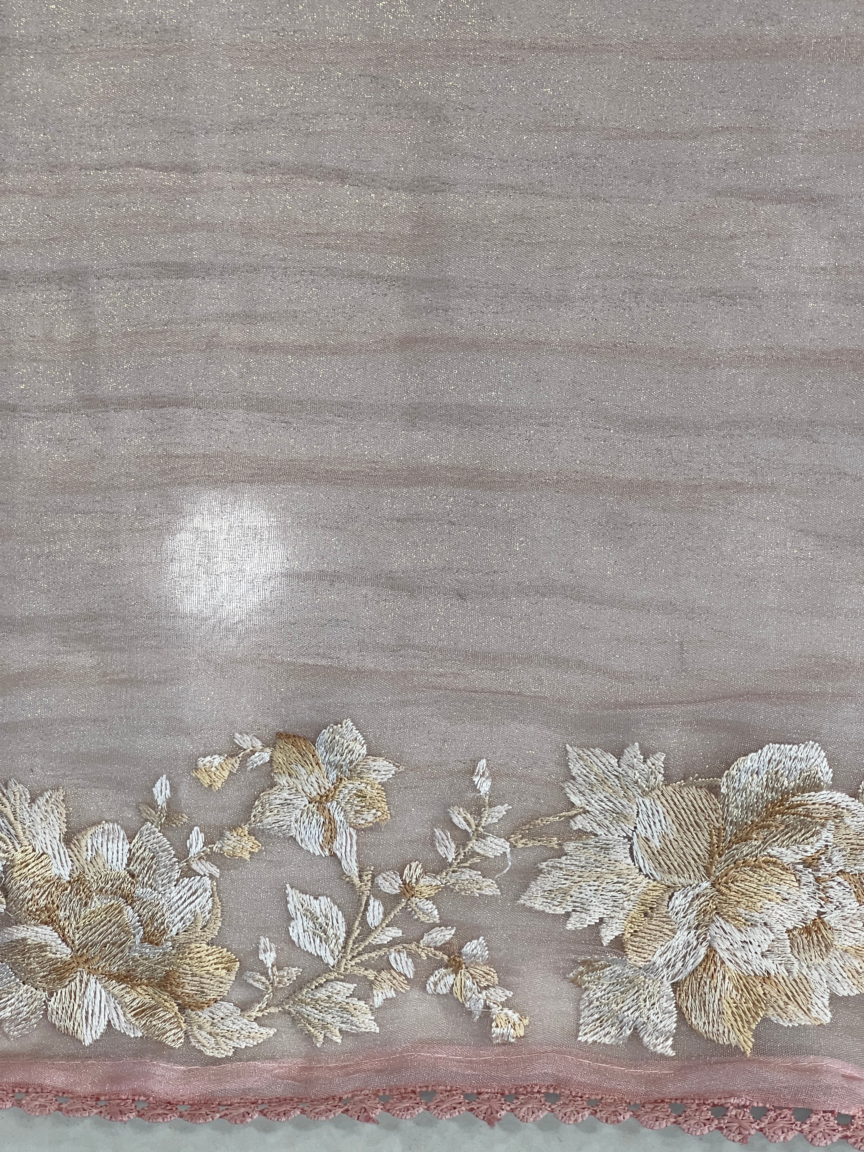 Floral Embroidery Detailed Shimmer Organza Saree | BLD1911