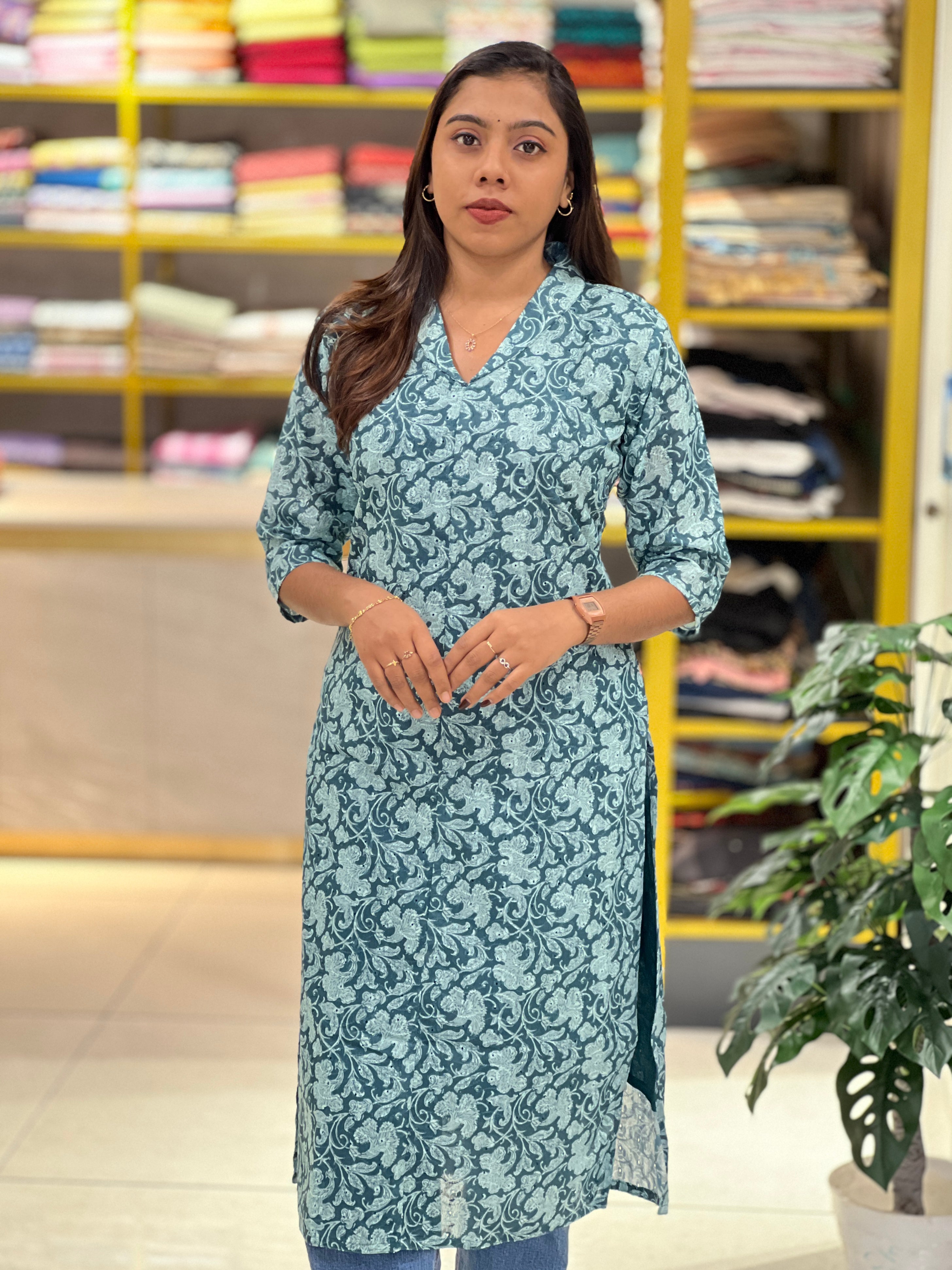 Floral Printed Cotton Kurta | RMLA312