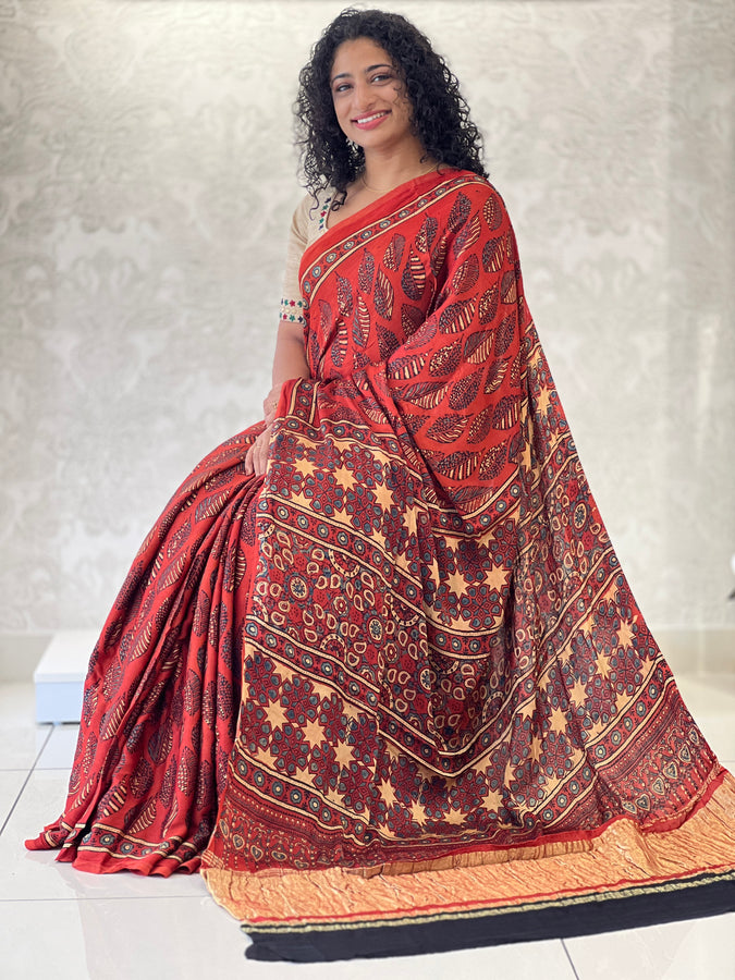 Screen Printed Modal Silk Saree | SAC133