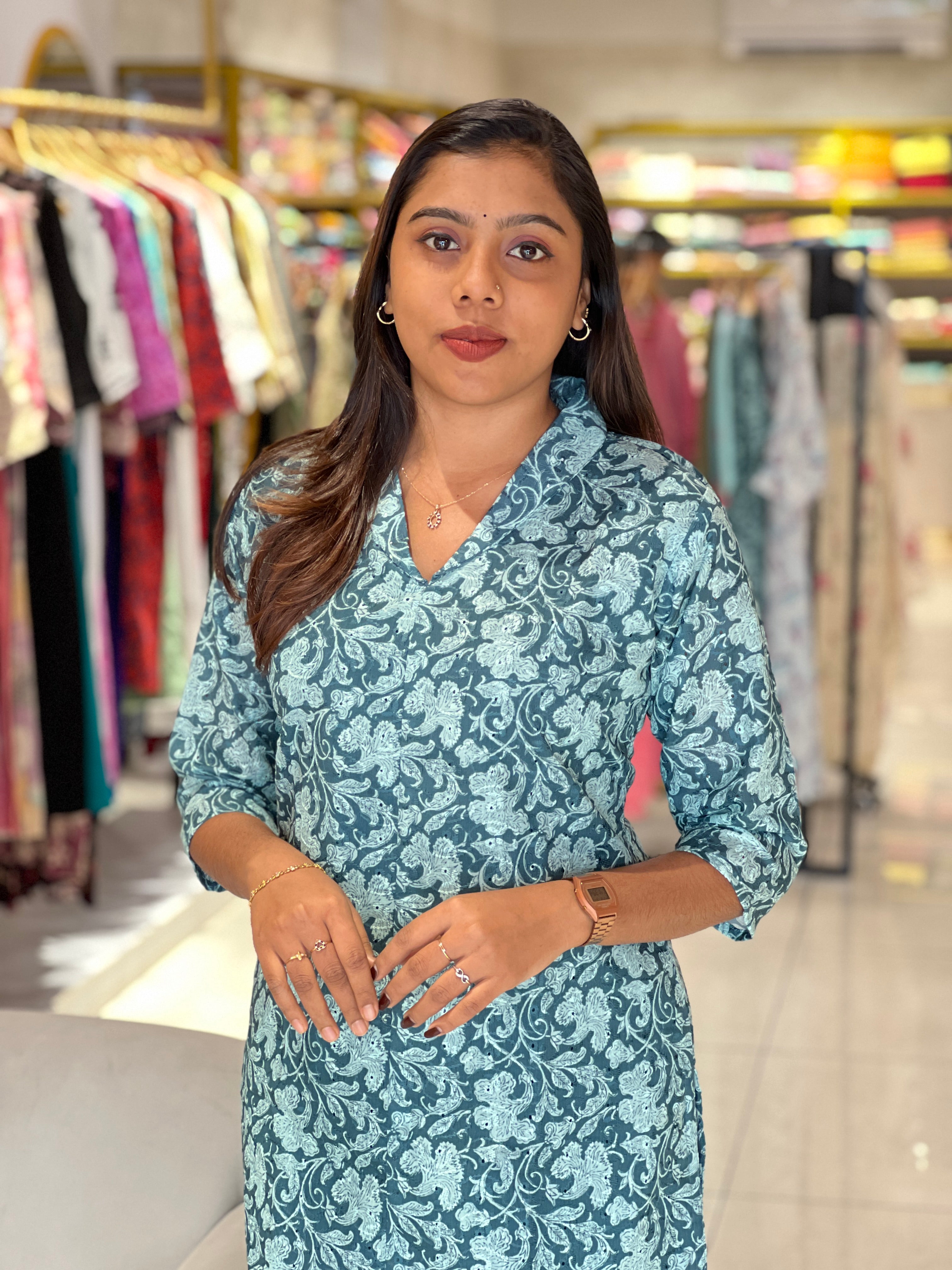 Floral Printed Cotton Kurta | RMLA312