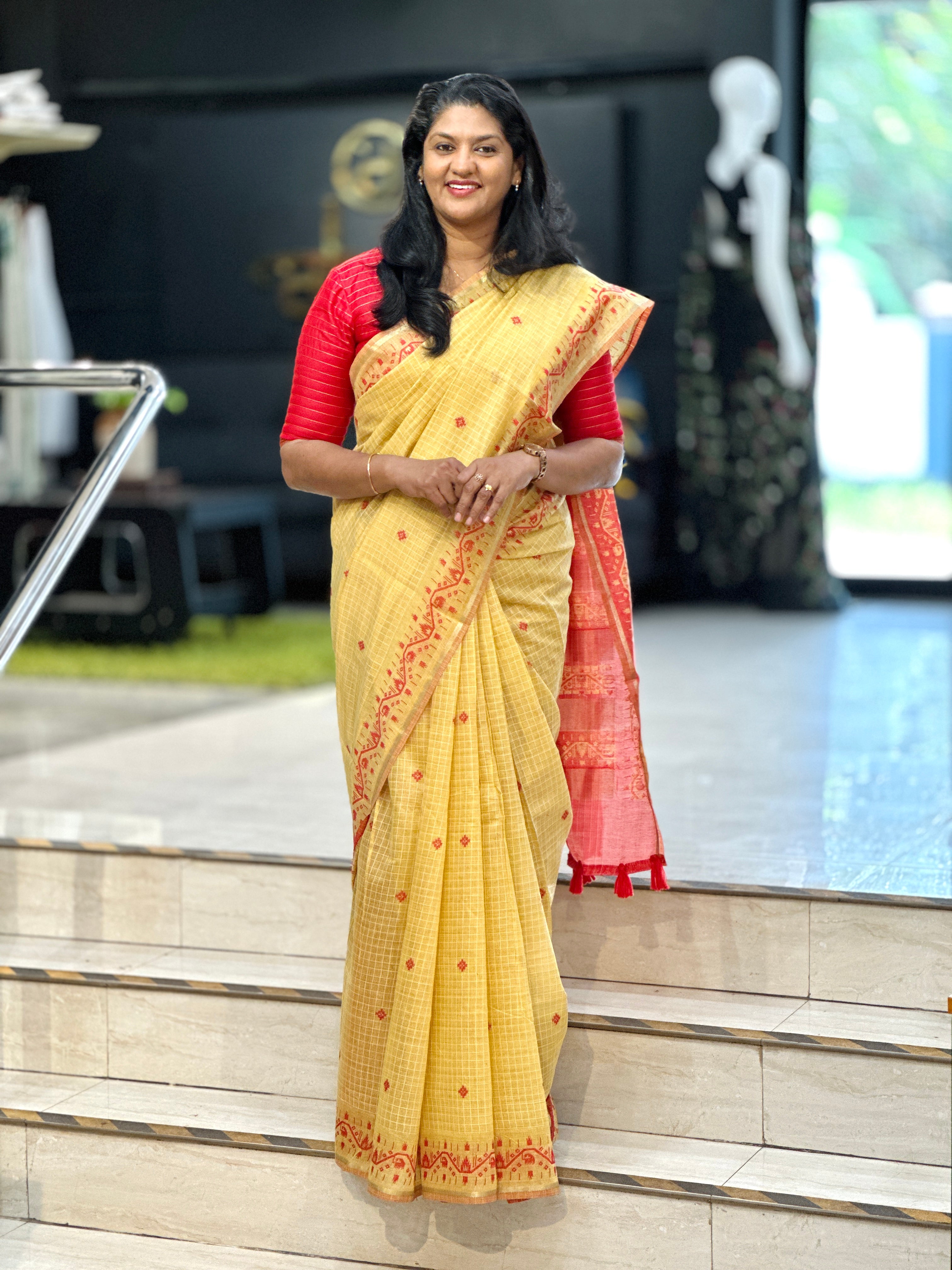 Check Weaved Chanderi Finish Saree | VDA263