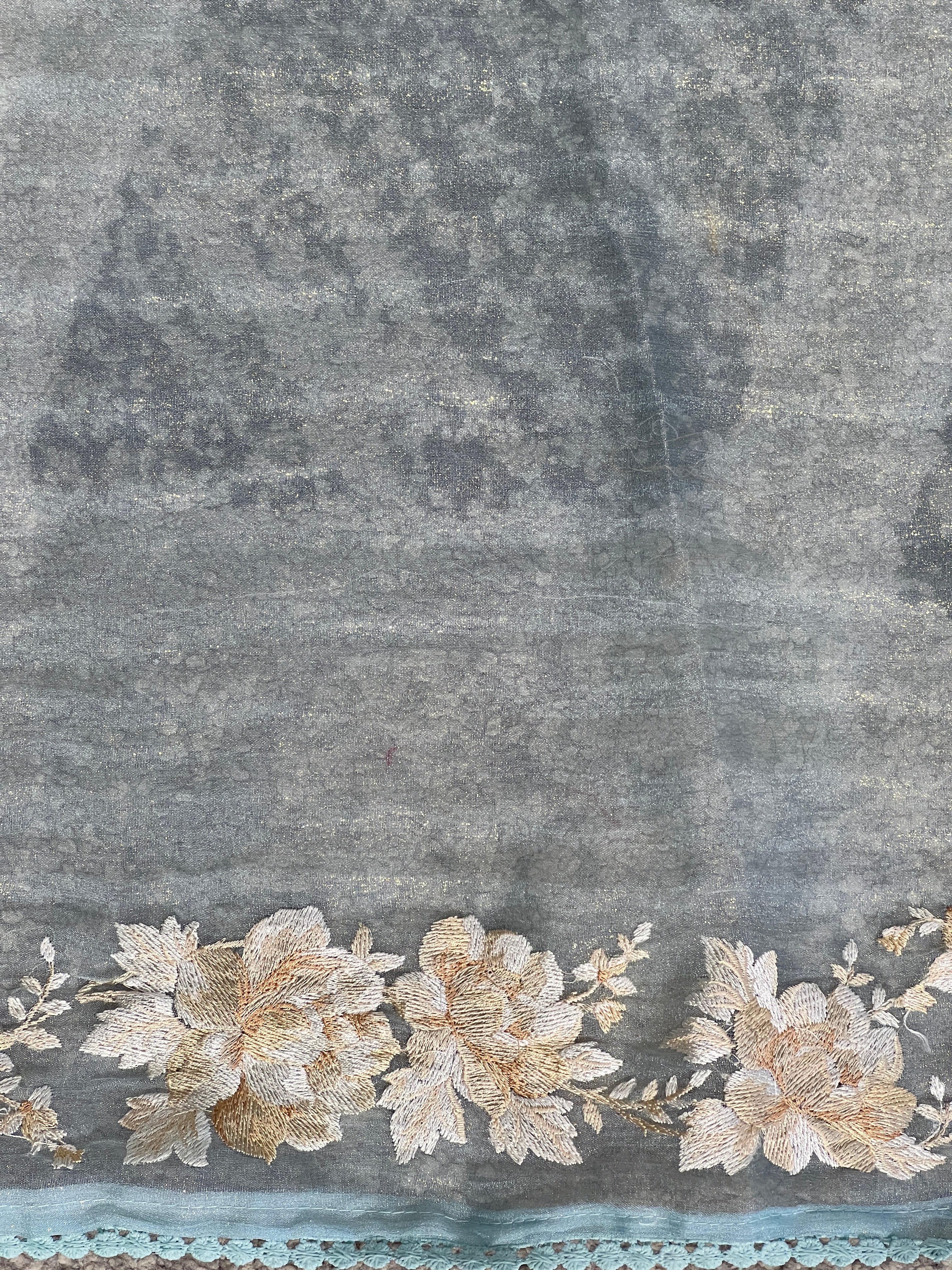 Floral Embroidery Detailed Shimmer Organza Saree | BLD1912