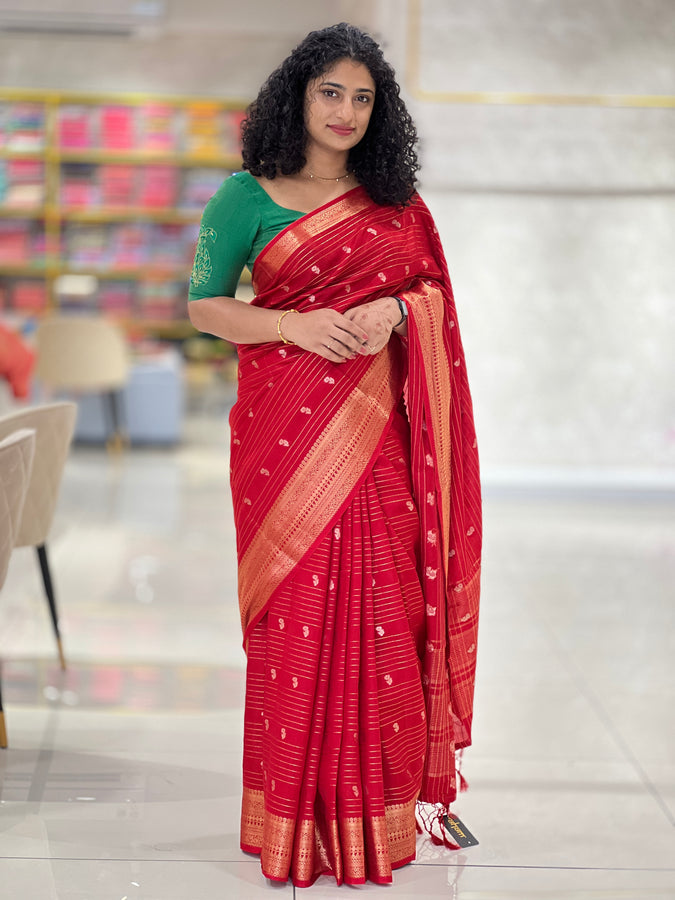 Vertical Pattern Chanderi Finish Saree | NN163