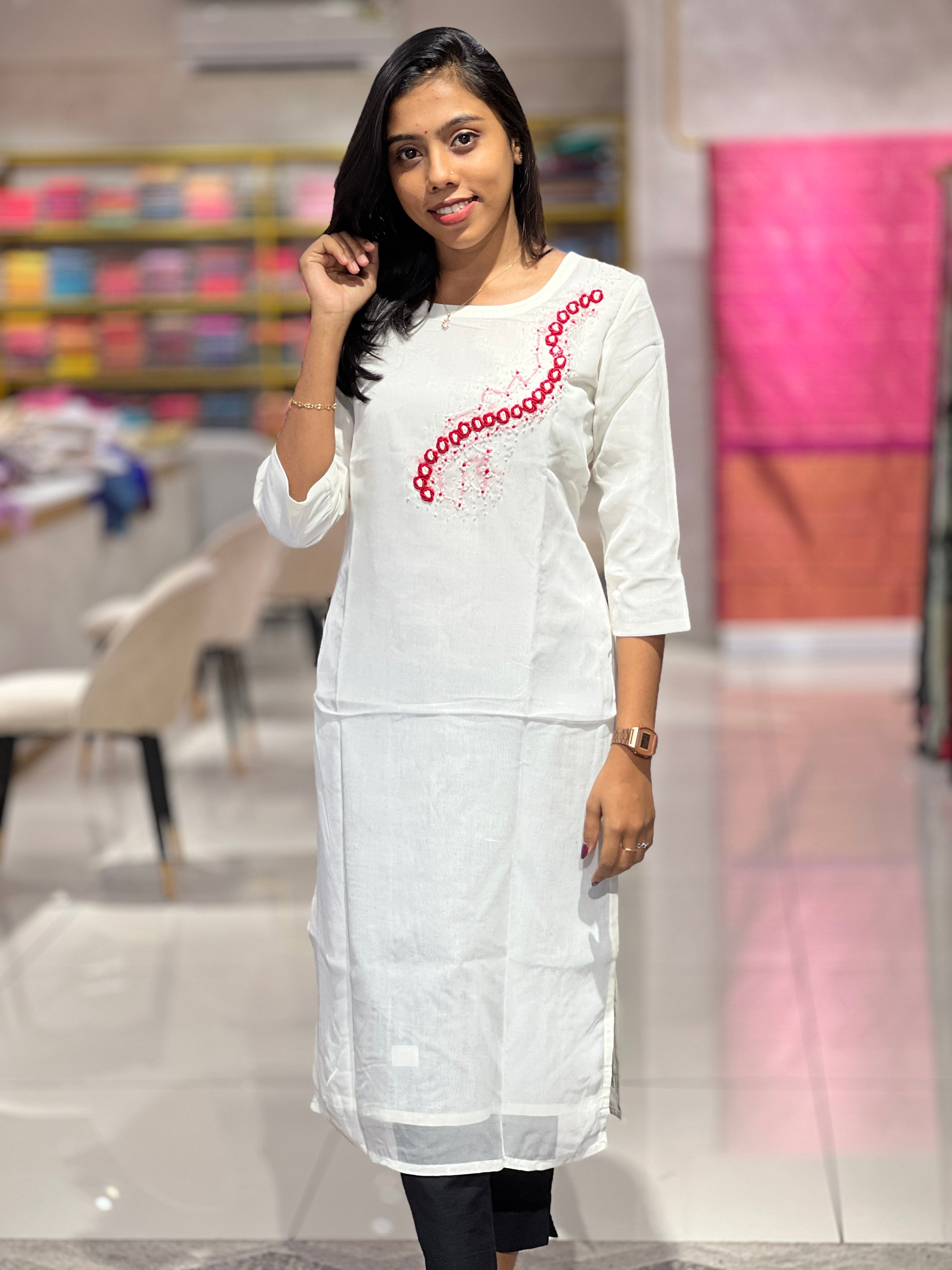 Embroidery Detailed Georgette Kurta | DNT191