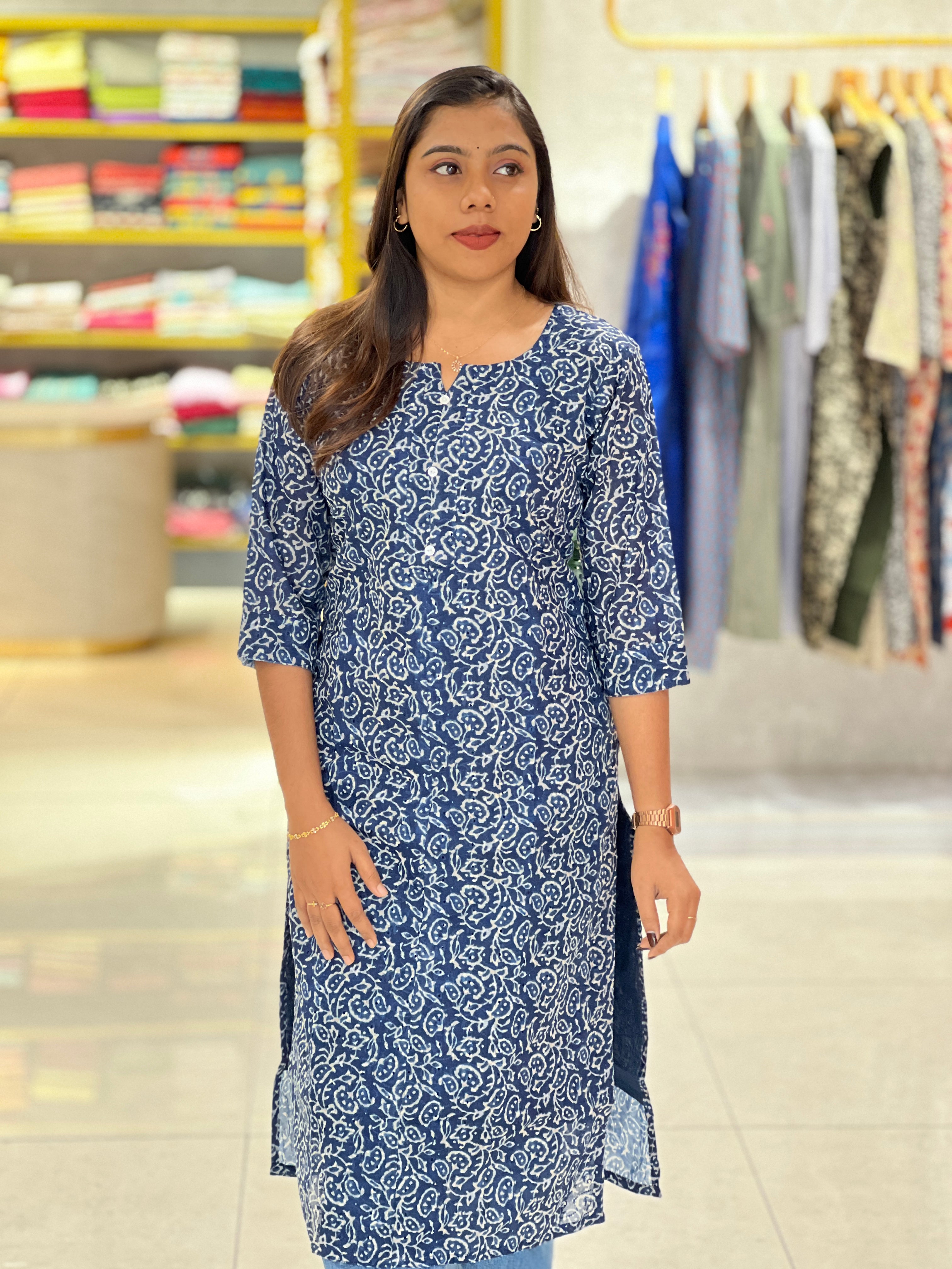 Paisley Printed Cotton Kurta | RMLA316