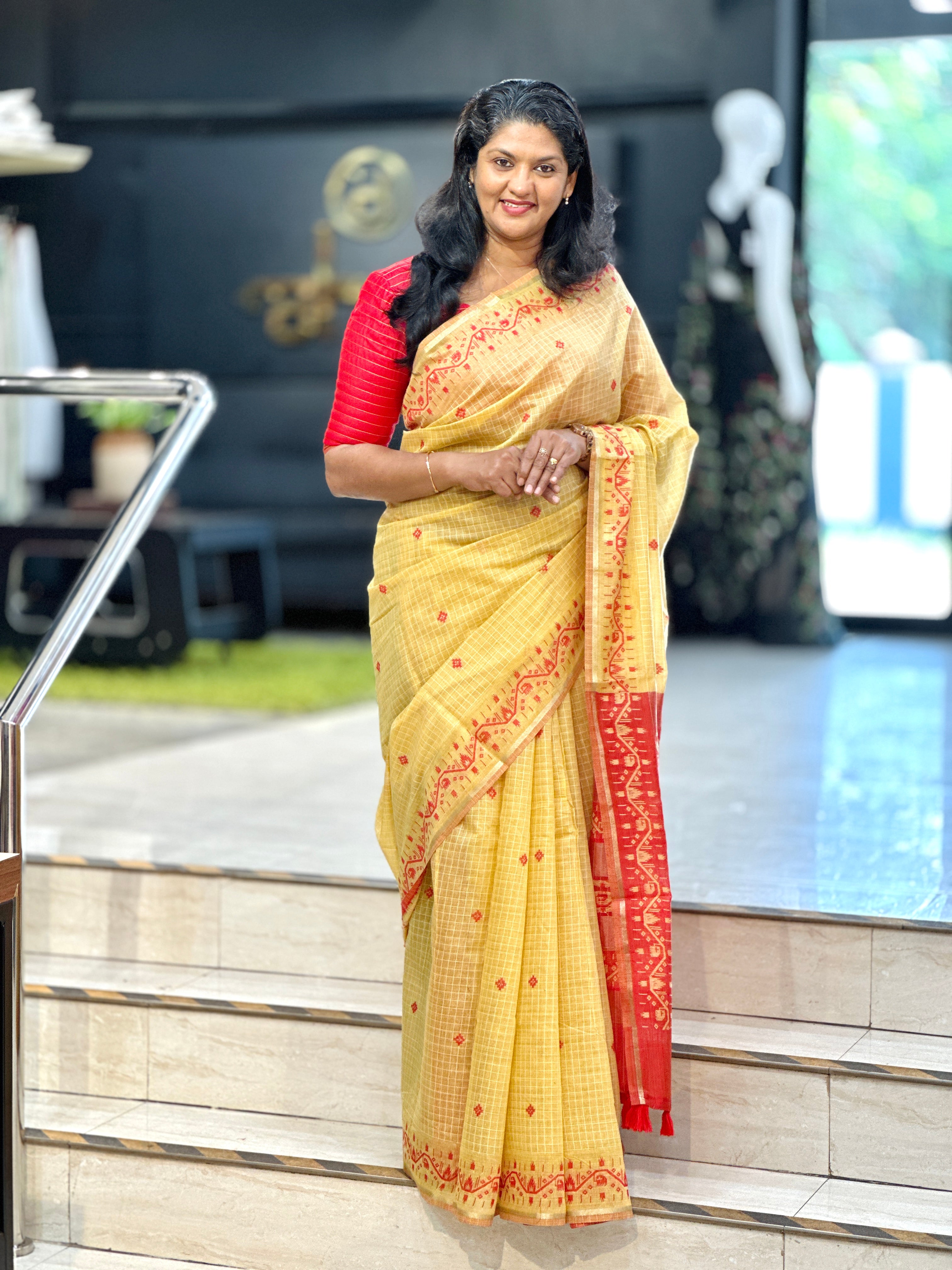 Check Weaved Chanderi Finish Saree | VDA263