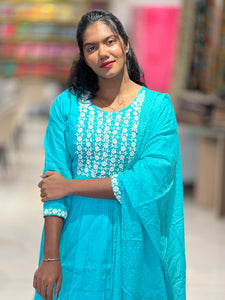 Machine Embroidered Cotton Kurta Set | FW330
