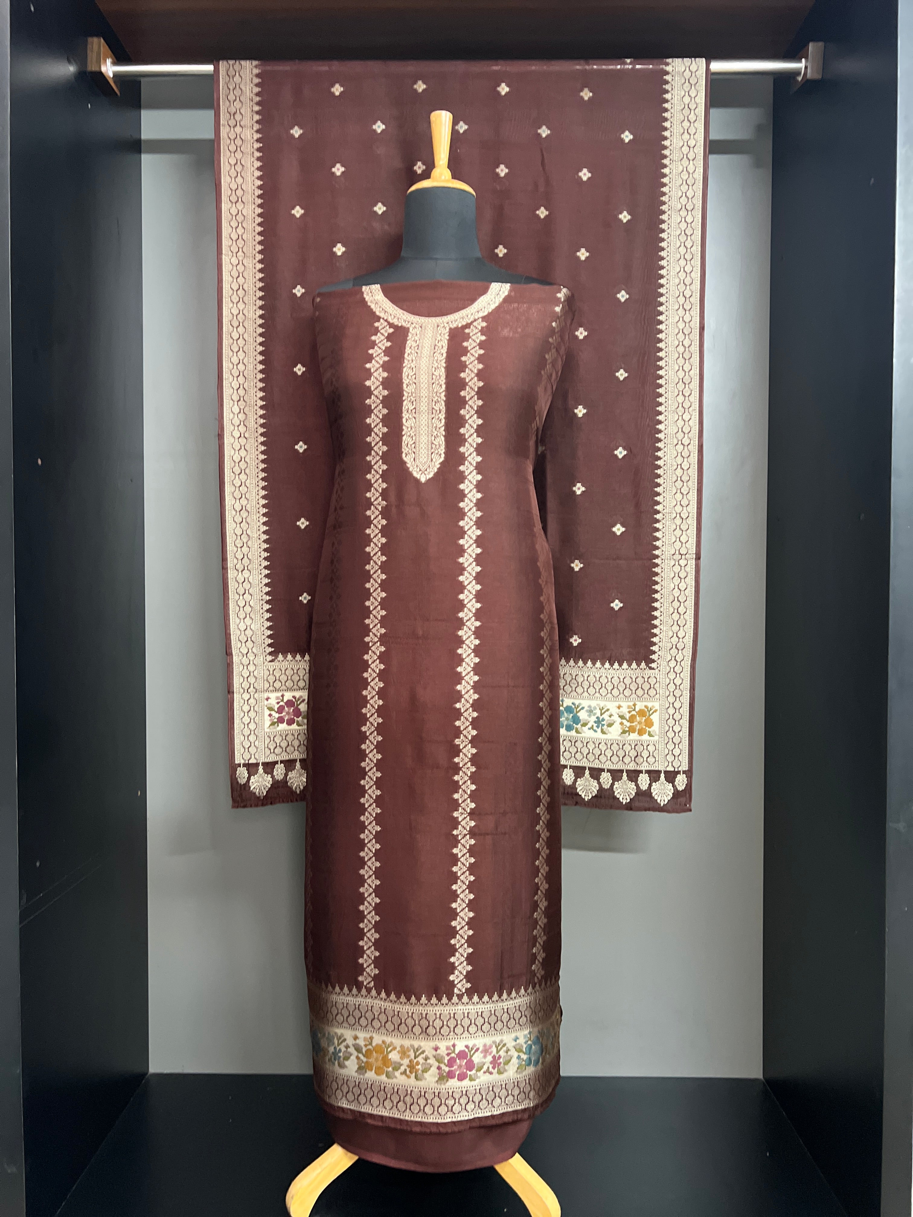 Embossed Weave Raw Silk Saree | YNG1408