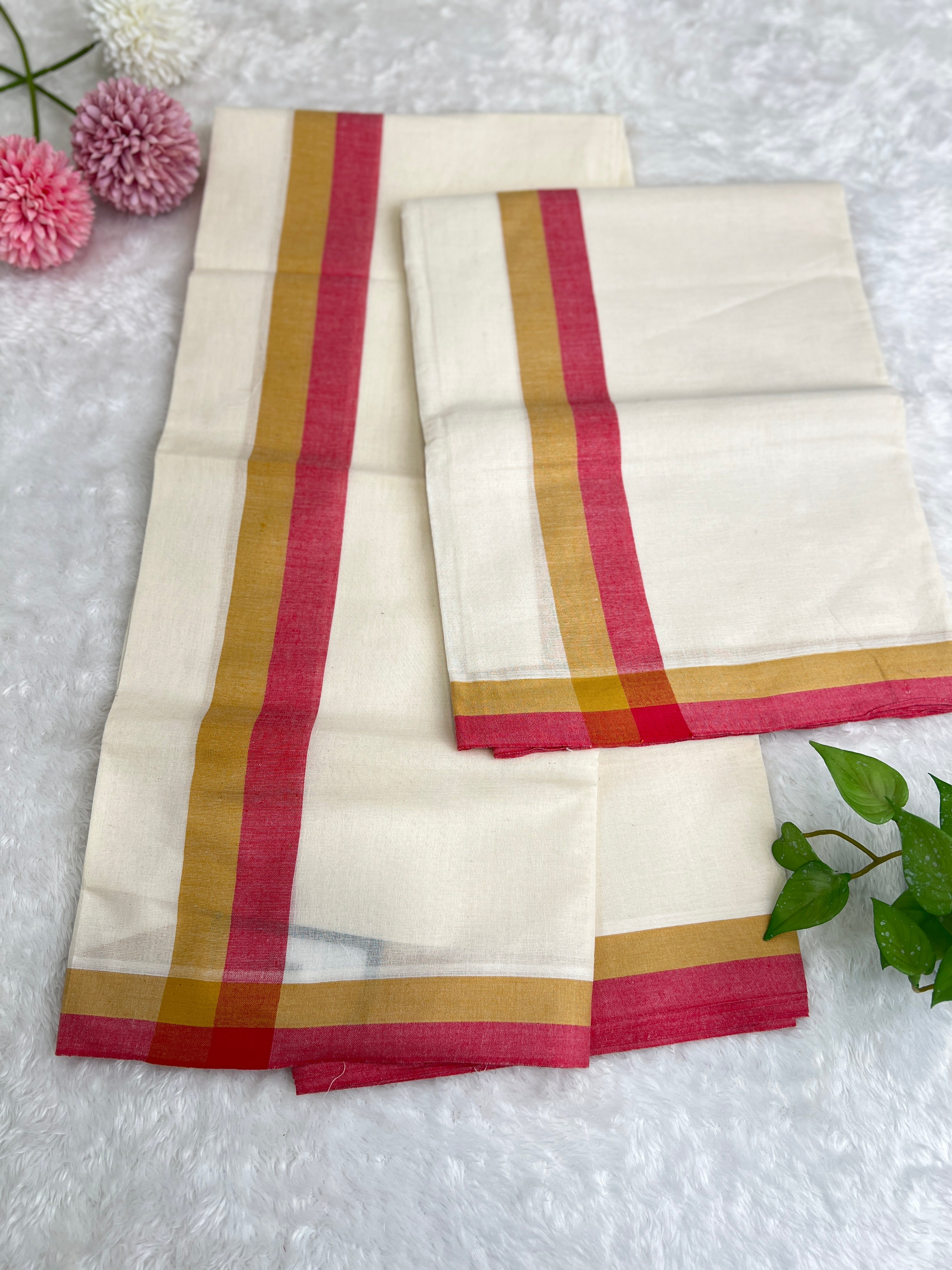 Kara Pattern Border Kerala Cotton Set Mundu | GAT589