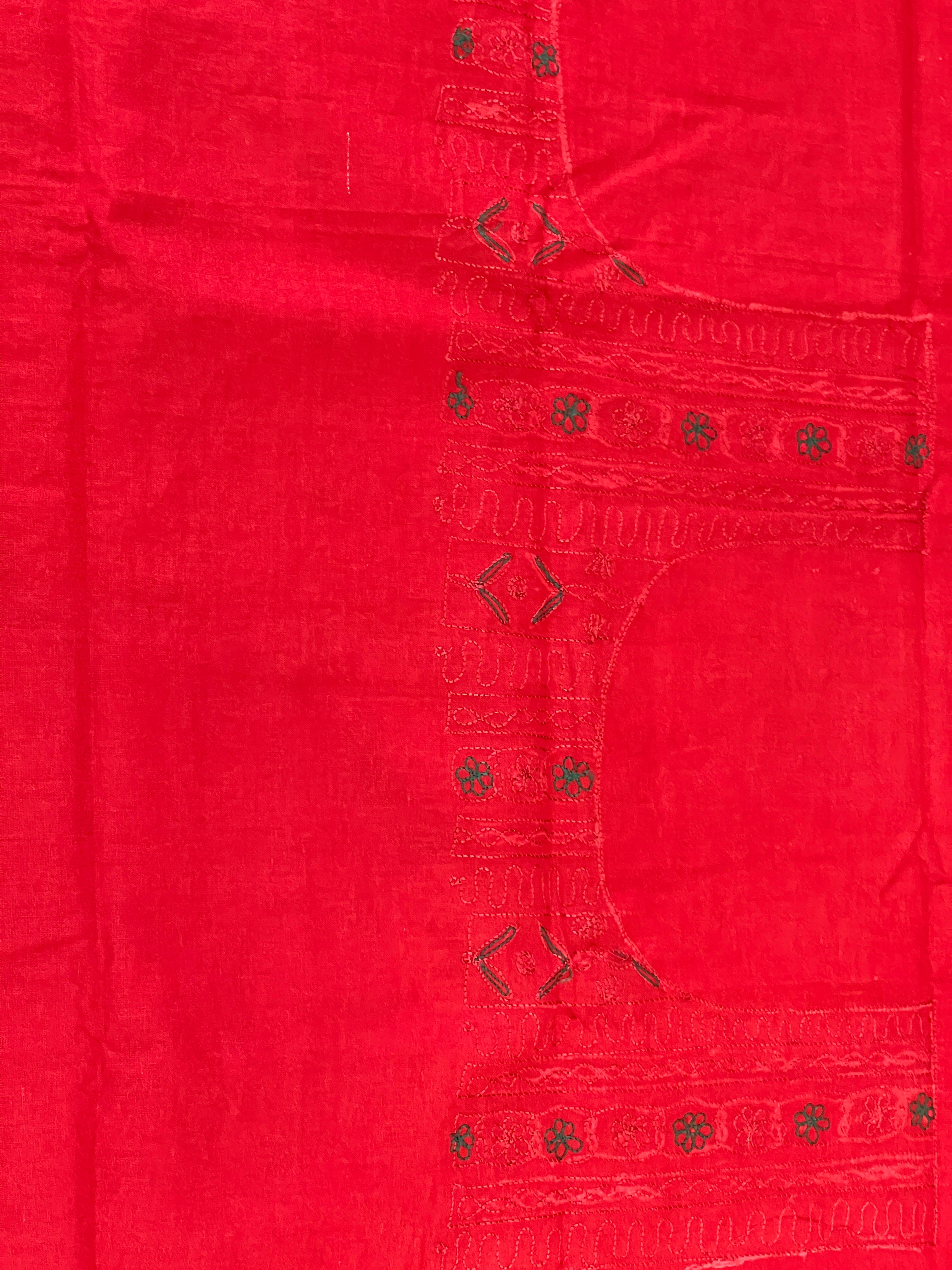 Embroidery Detailed Muga Check Organza Saree | JSC432