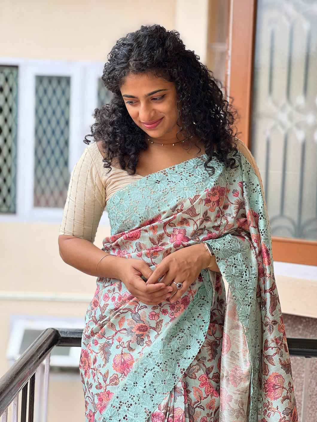 Cutwork Bordered Semi Silk Saree | BLD430