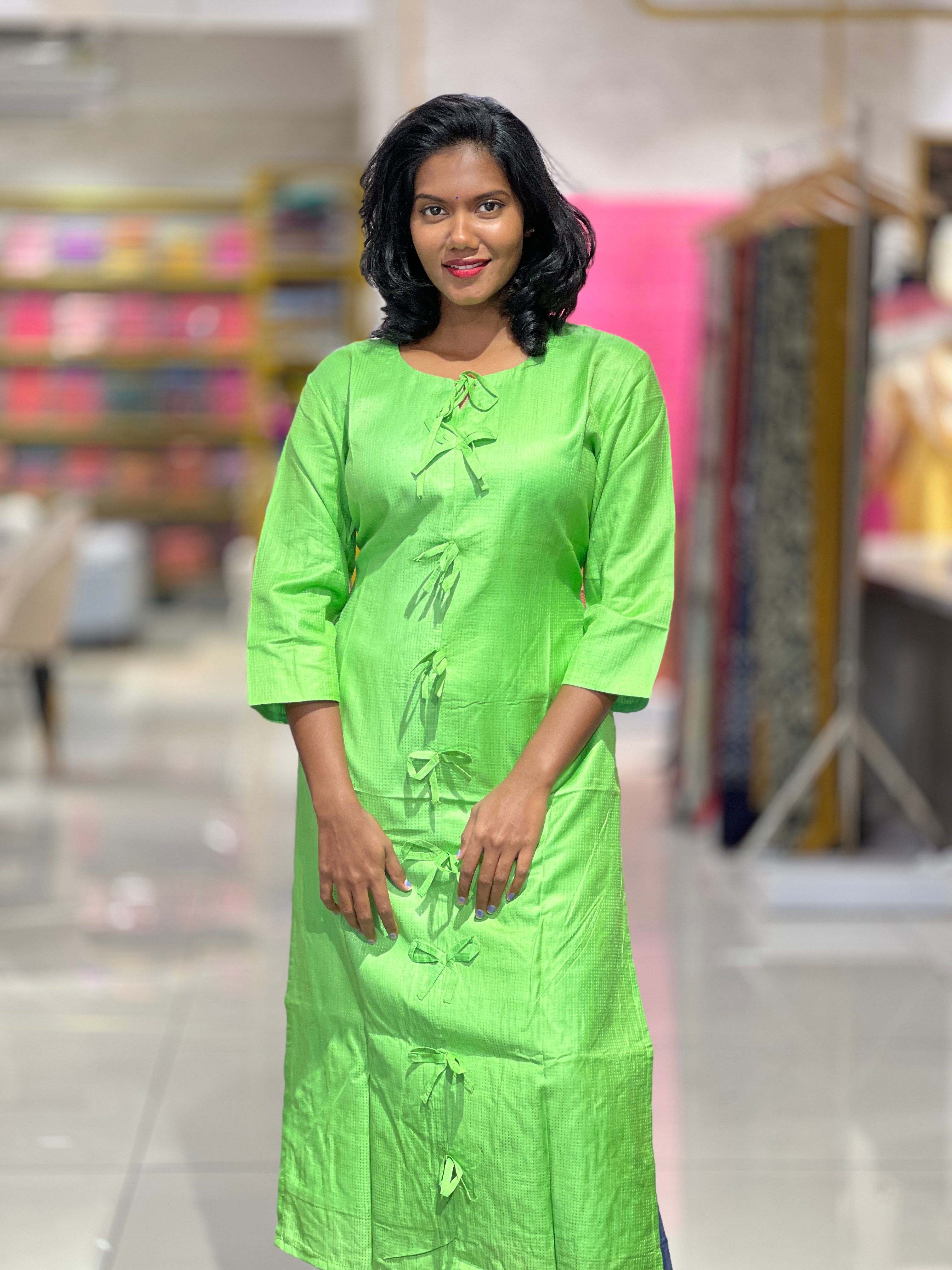 Tye Detailed Semi Linen Kurta | DNT199