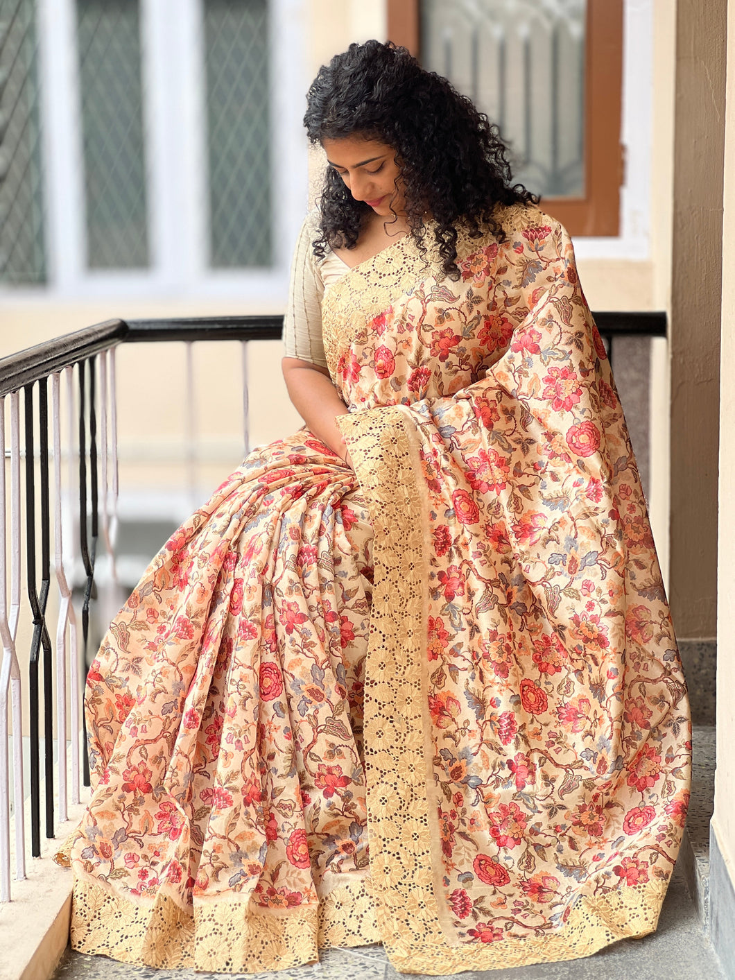 Cutwork Bordered Semi Silk Saree | BLD431