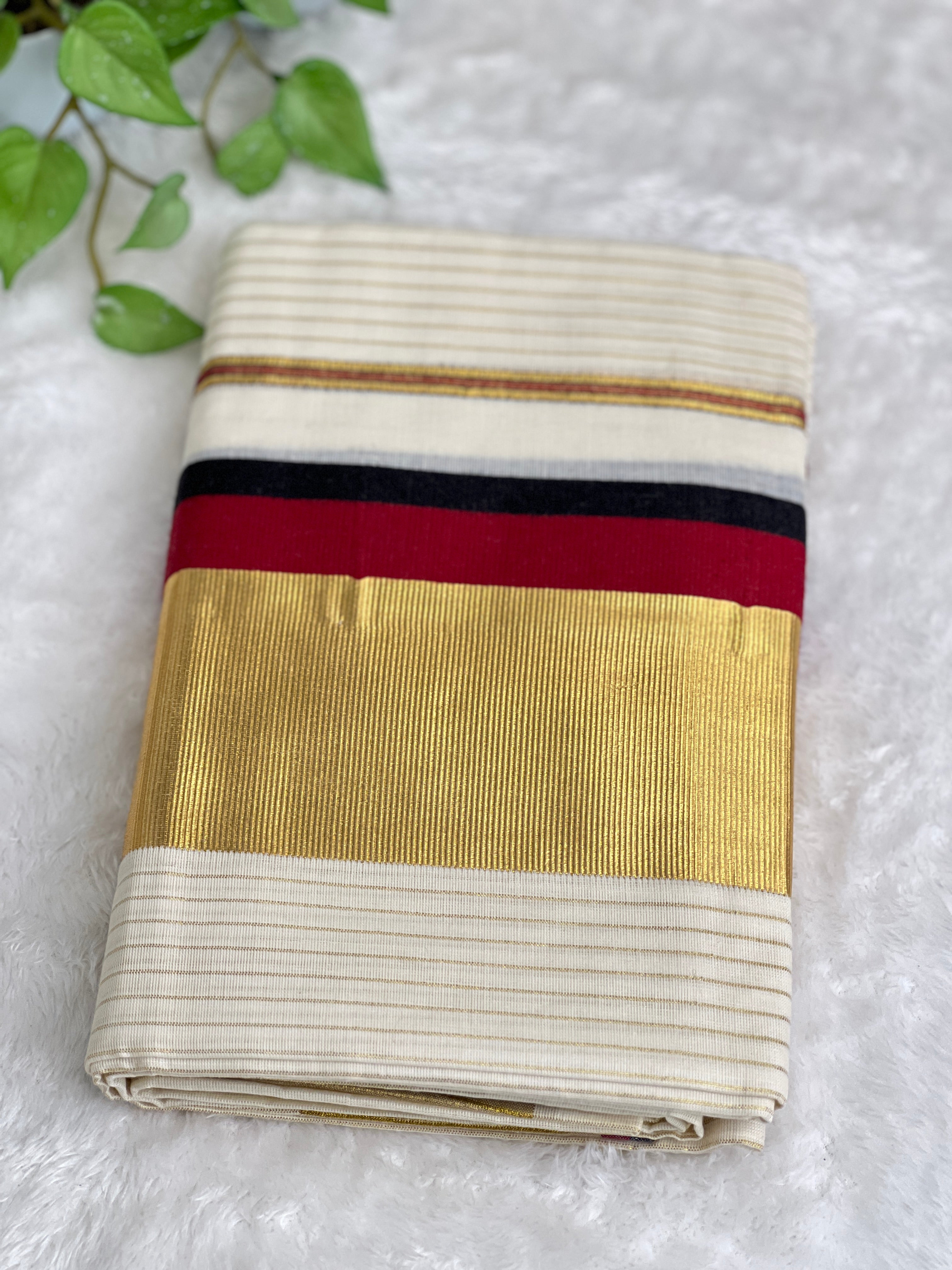 Double Border Pattern Kerala Cotton Set Mundu | GAT565