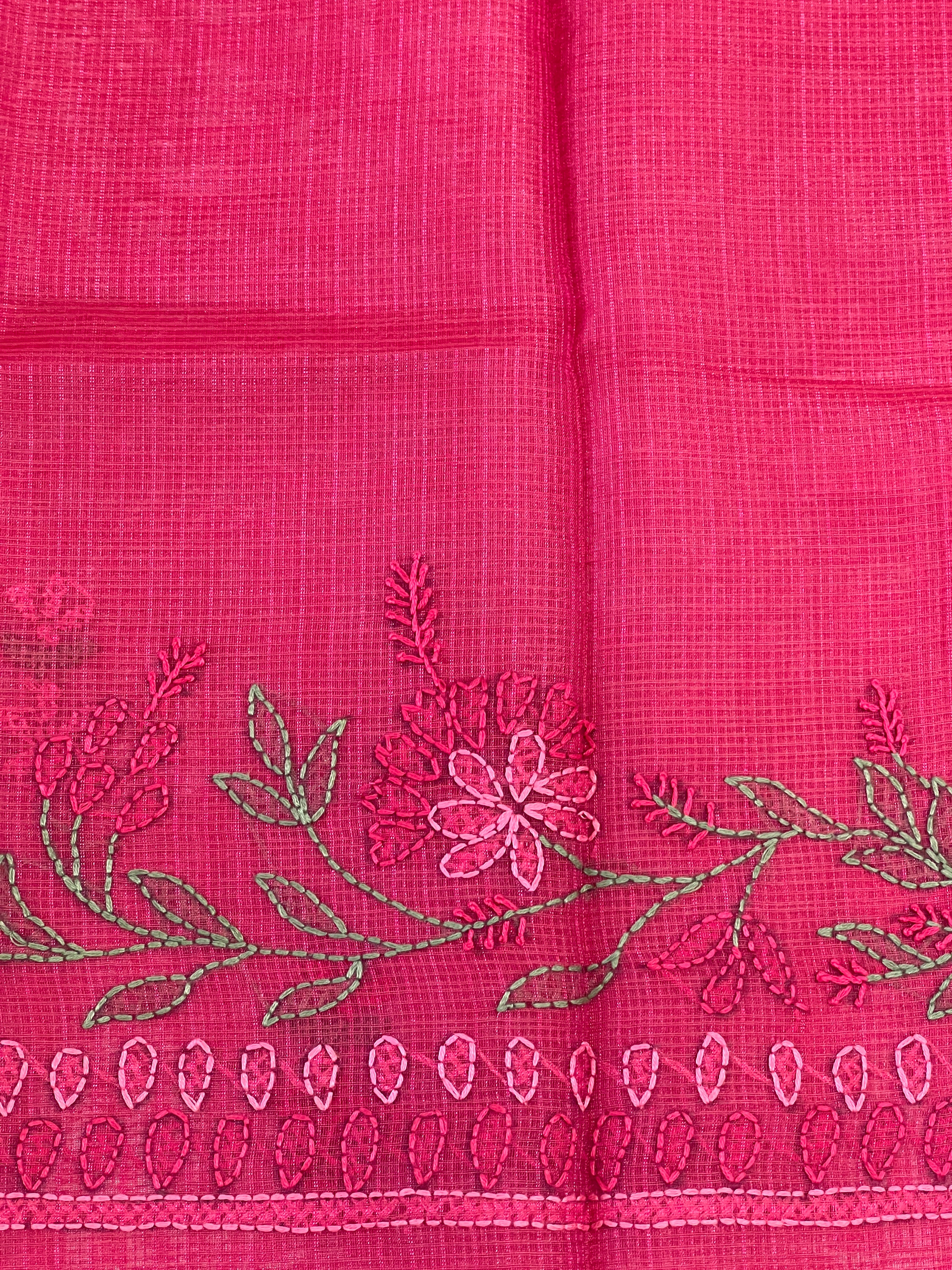 Floral Embroidery Detailed Muga Check Organza Saree | JSC451