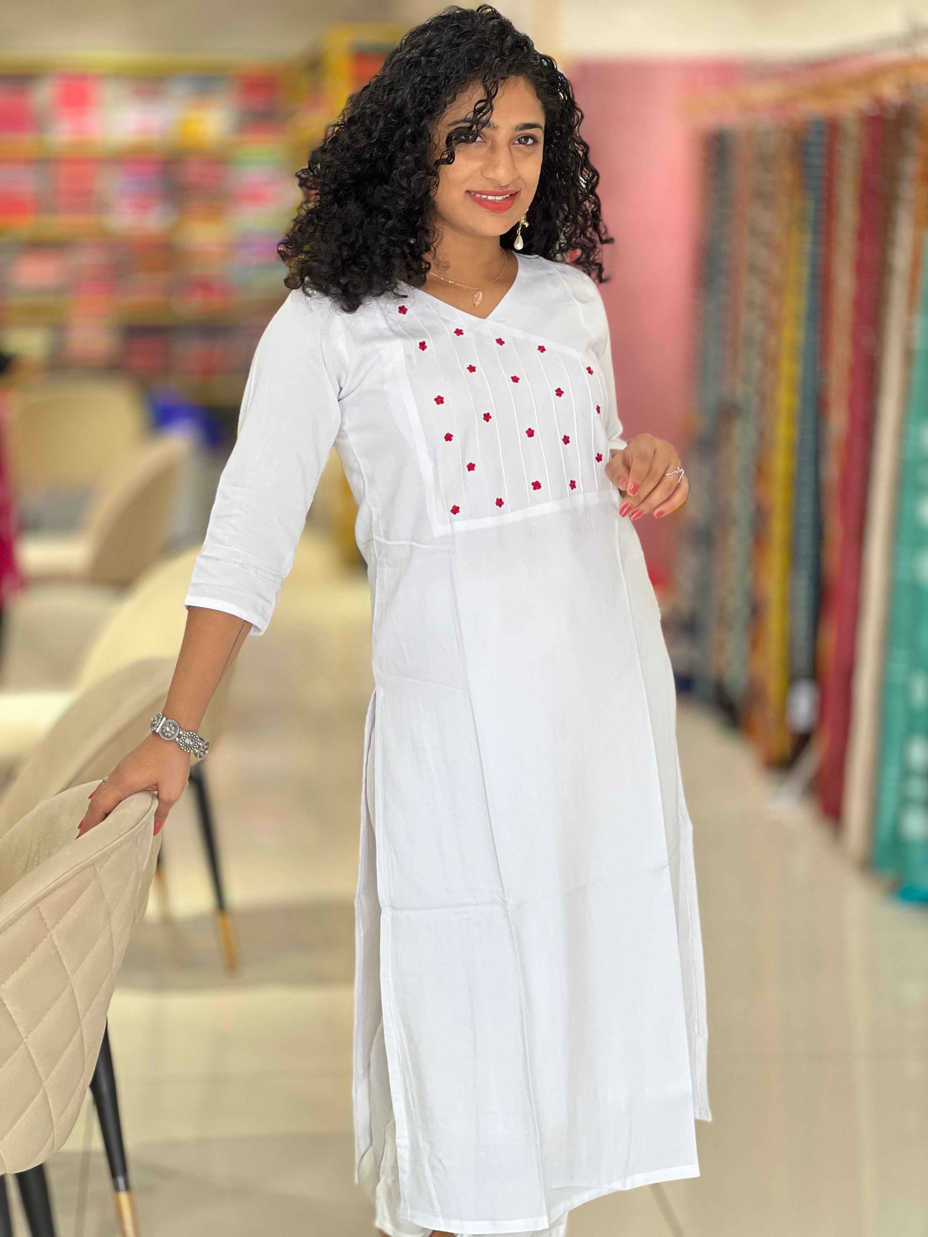 Embroidery Motif Rayon Kurta | AJT127