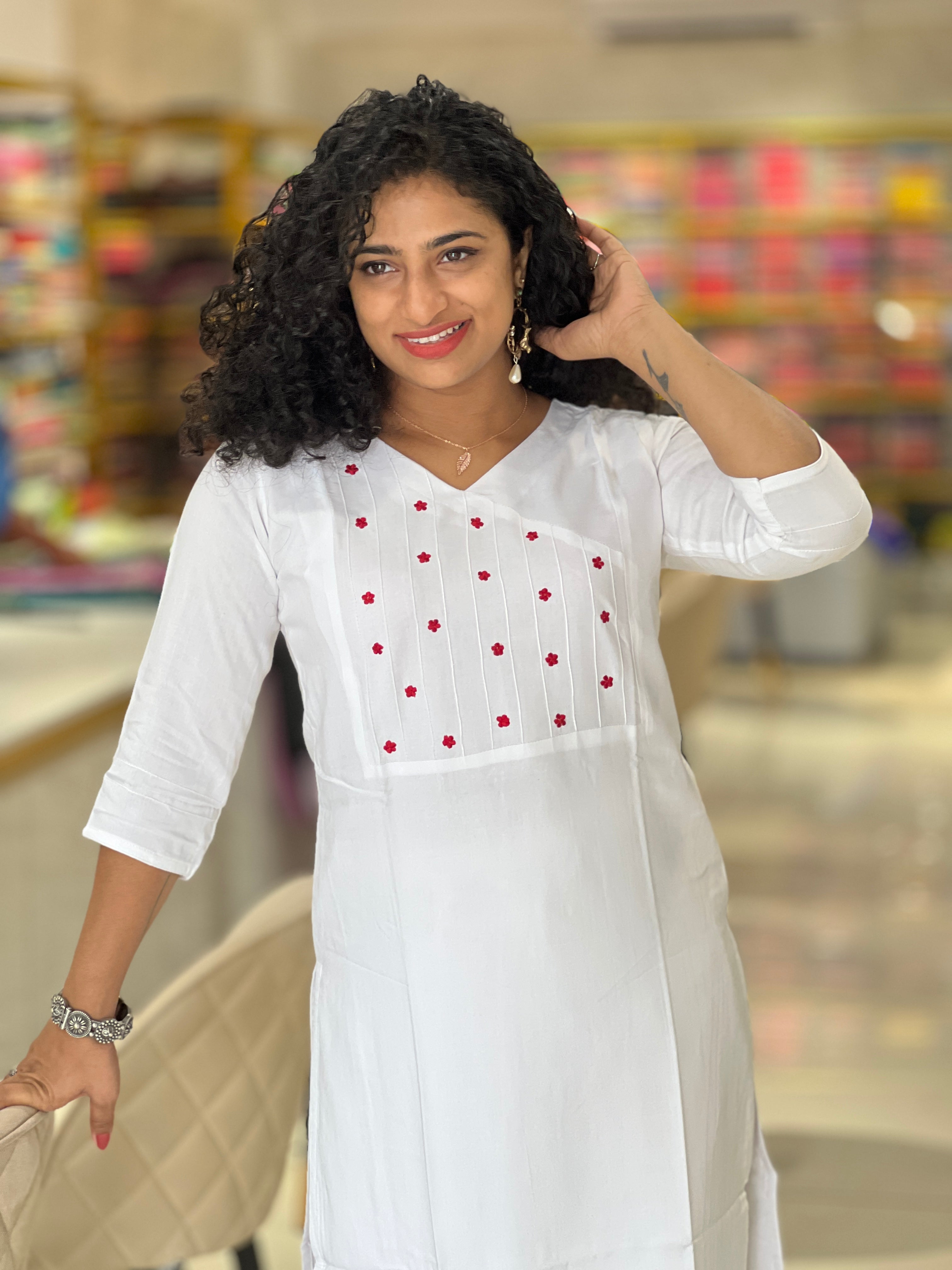 Embroidery Motif Rayon Kurta | AJT127