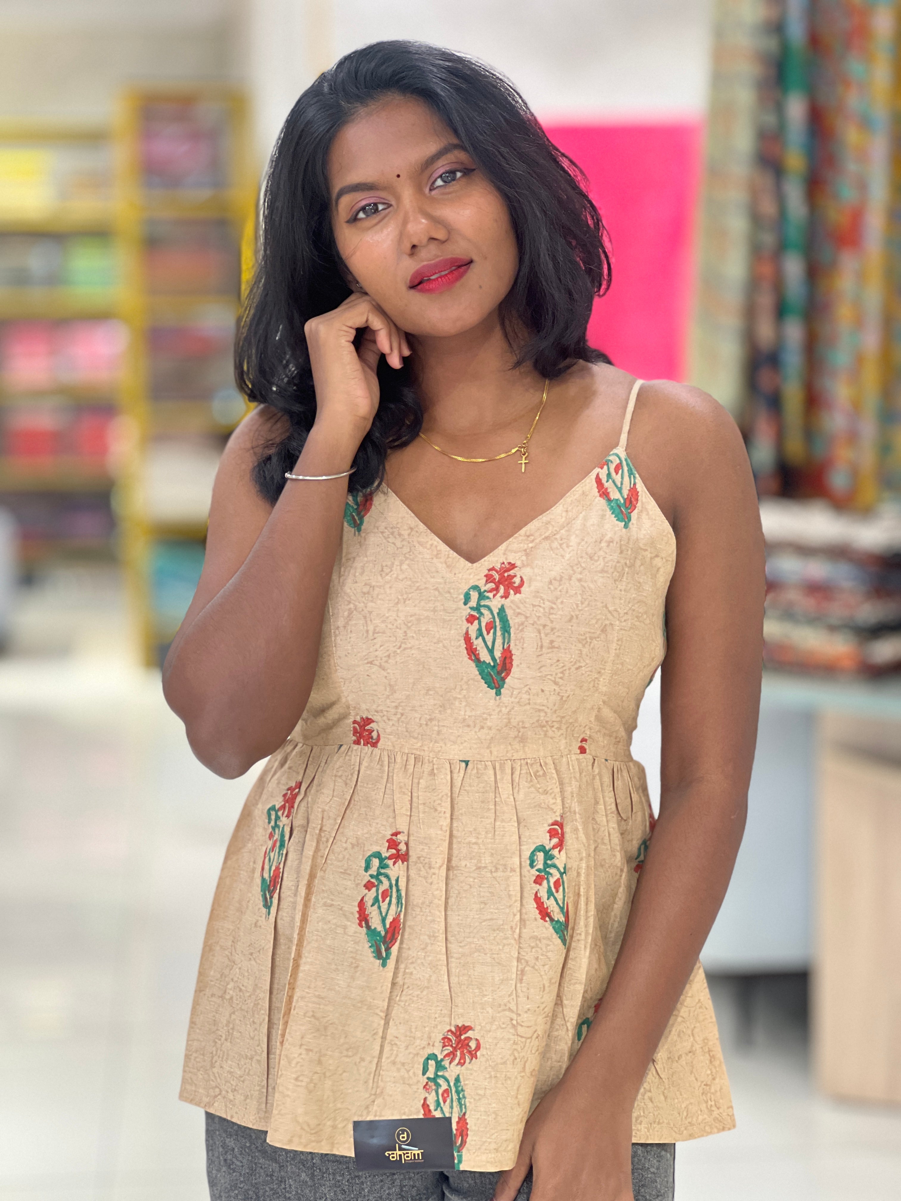 Block Printed Cotton Short Kurta | DNT576