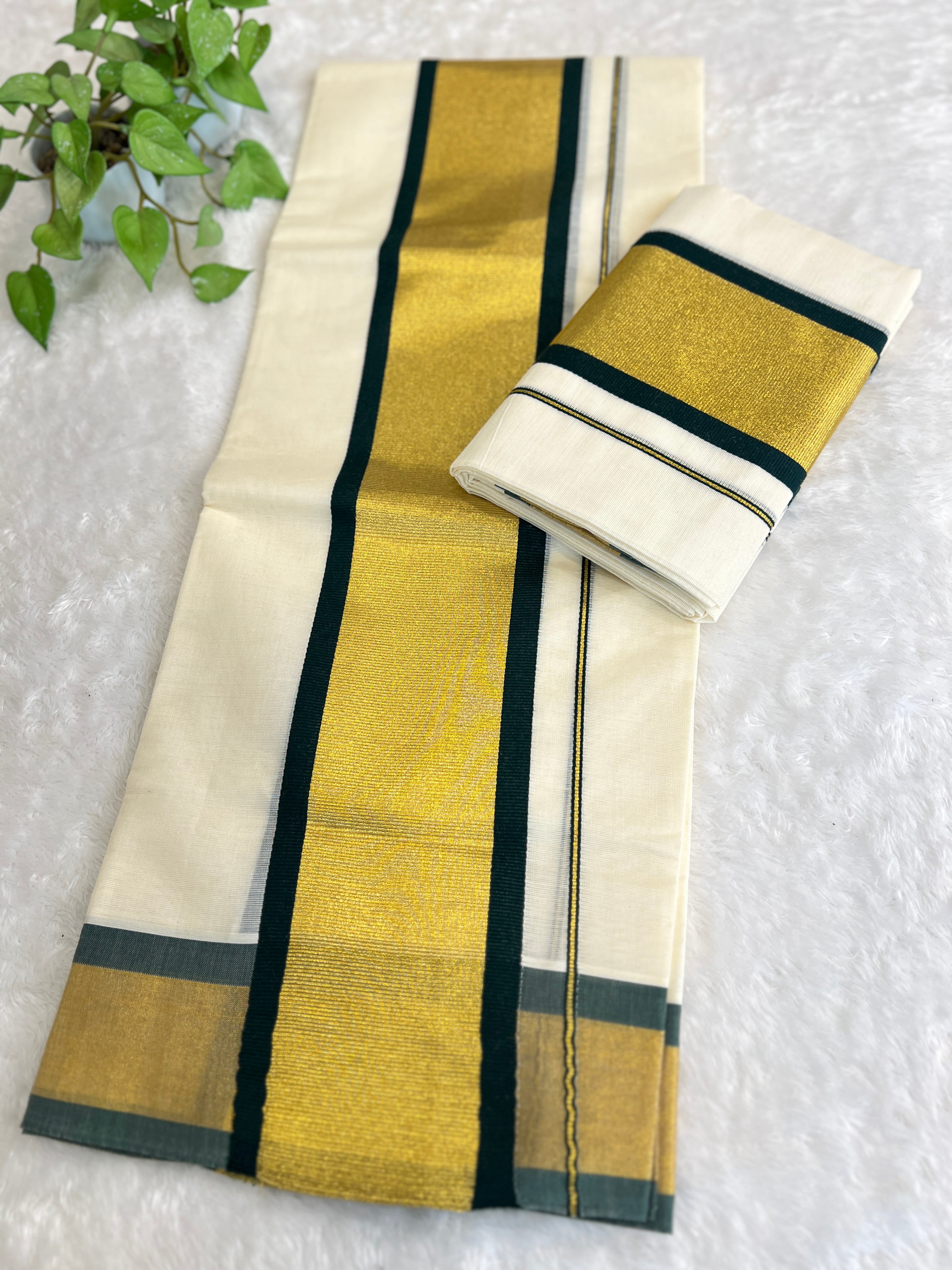 Kara Pattern Border  Kerala Cotton Set Mundu | GAT583