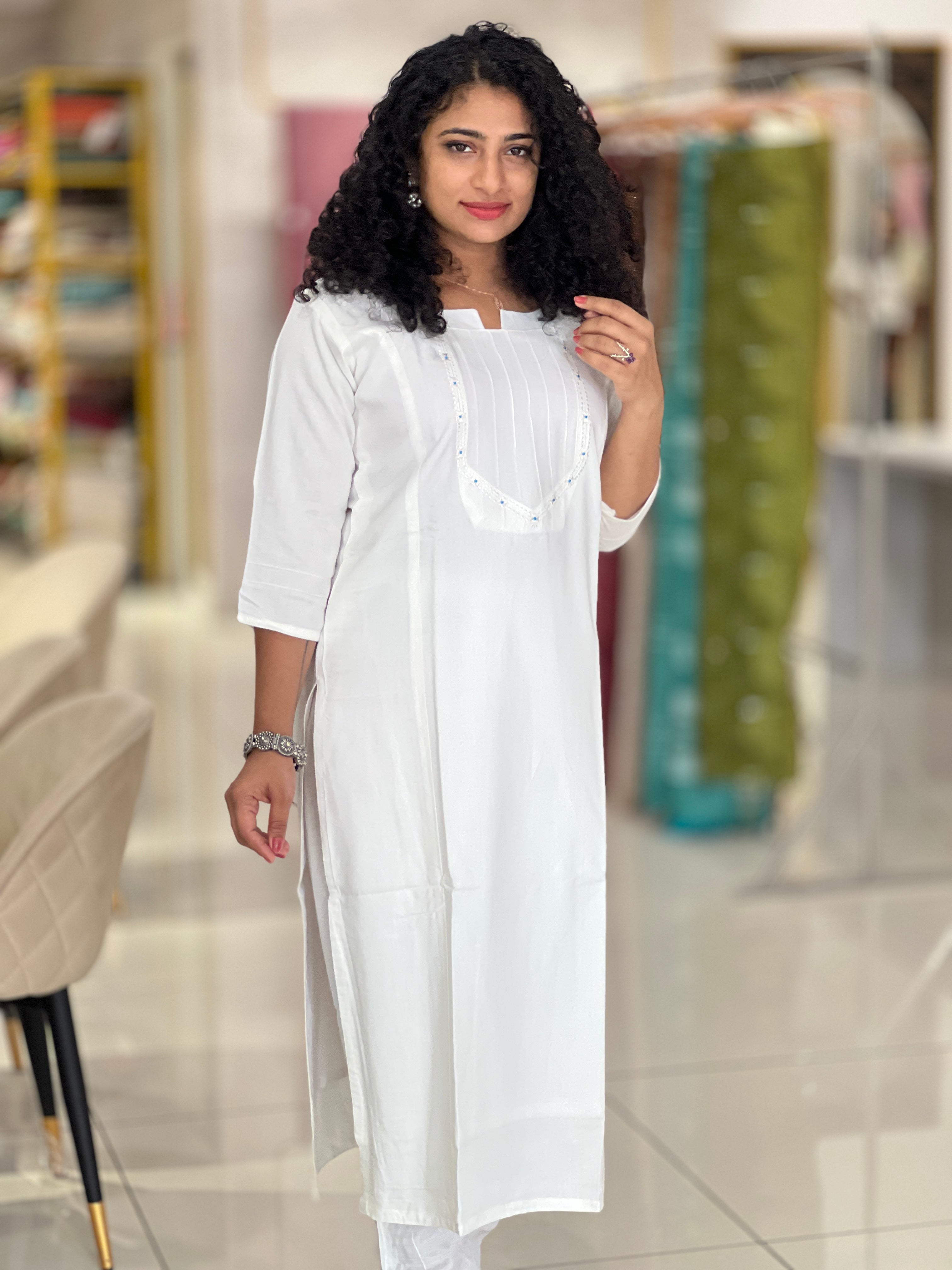 Embroidery Motif Rayon Kurta | AJT126