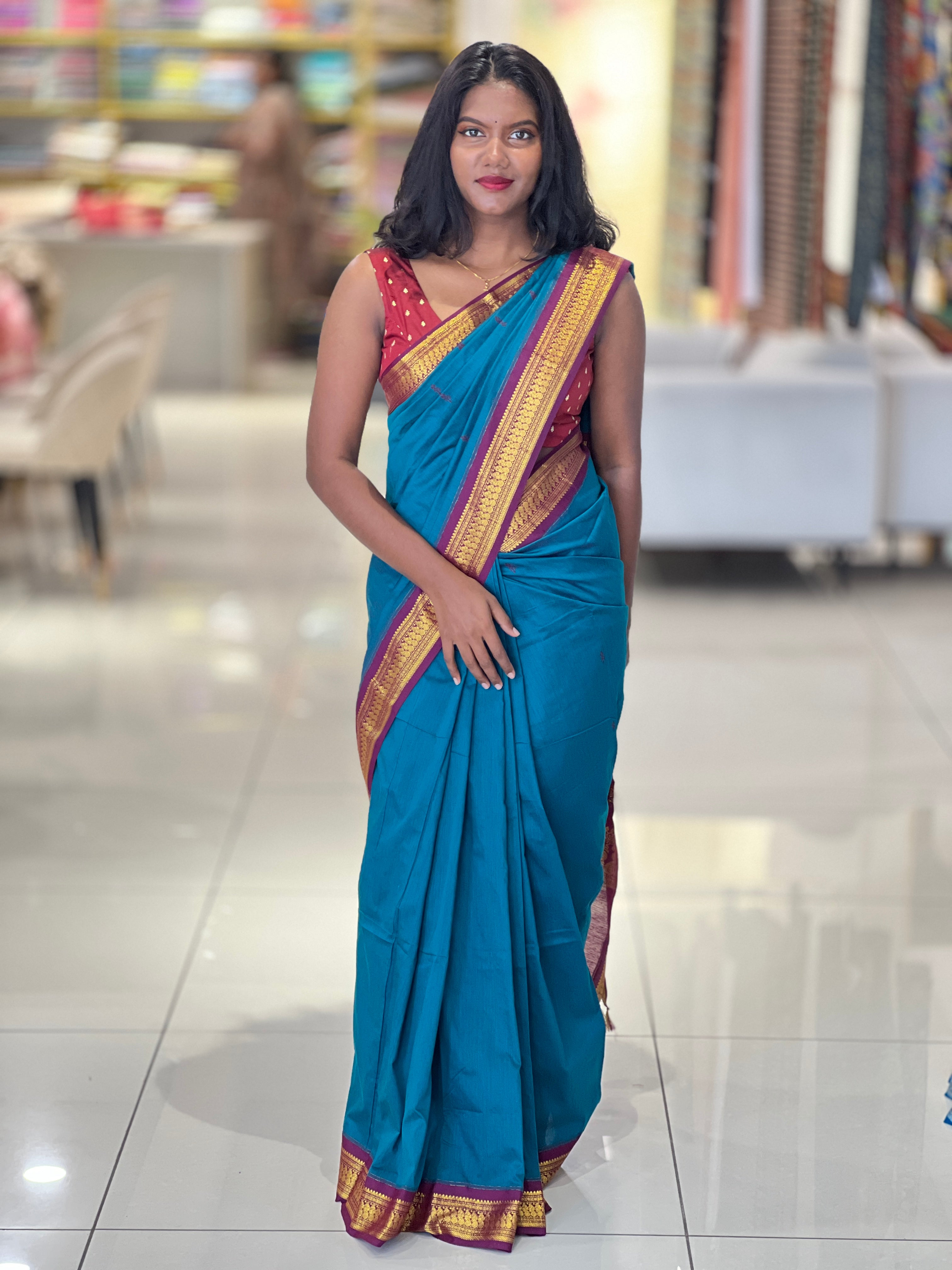 Traditional Thread Weaved Cotton Saree | ONA113