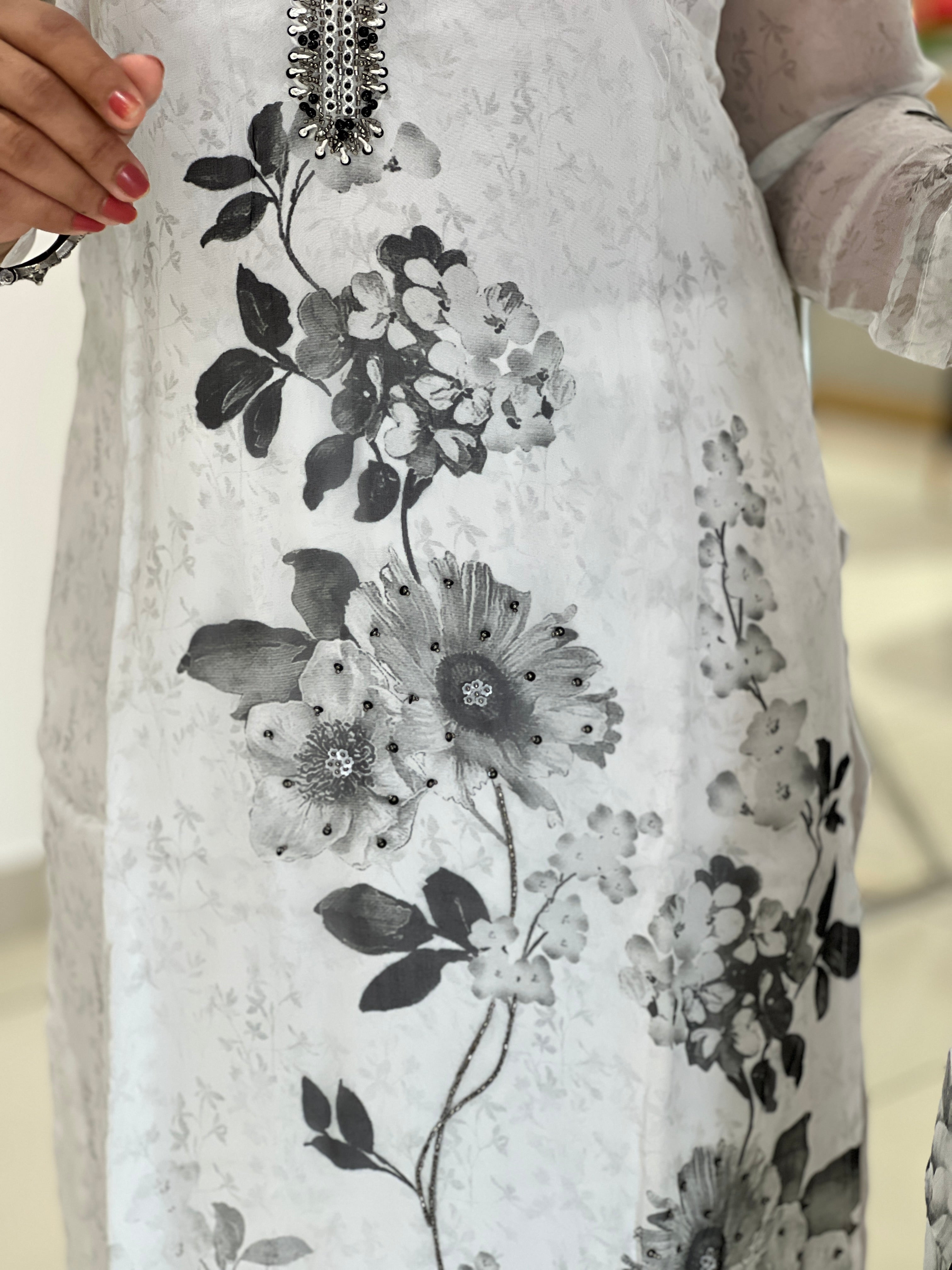 Digital Printed Organza Kurta Set | FW216