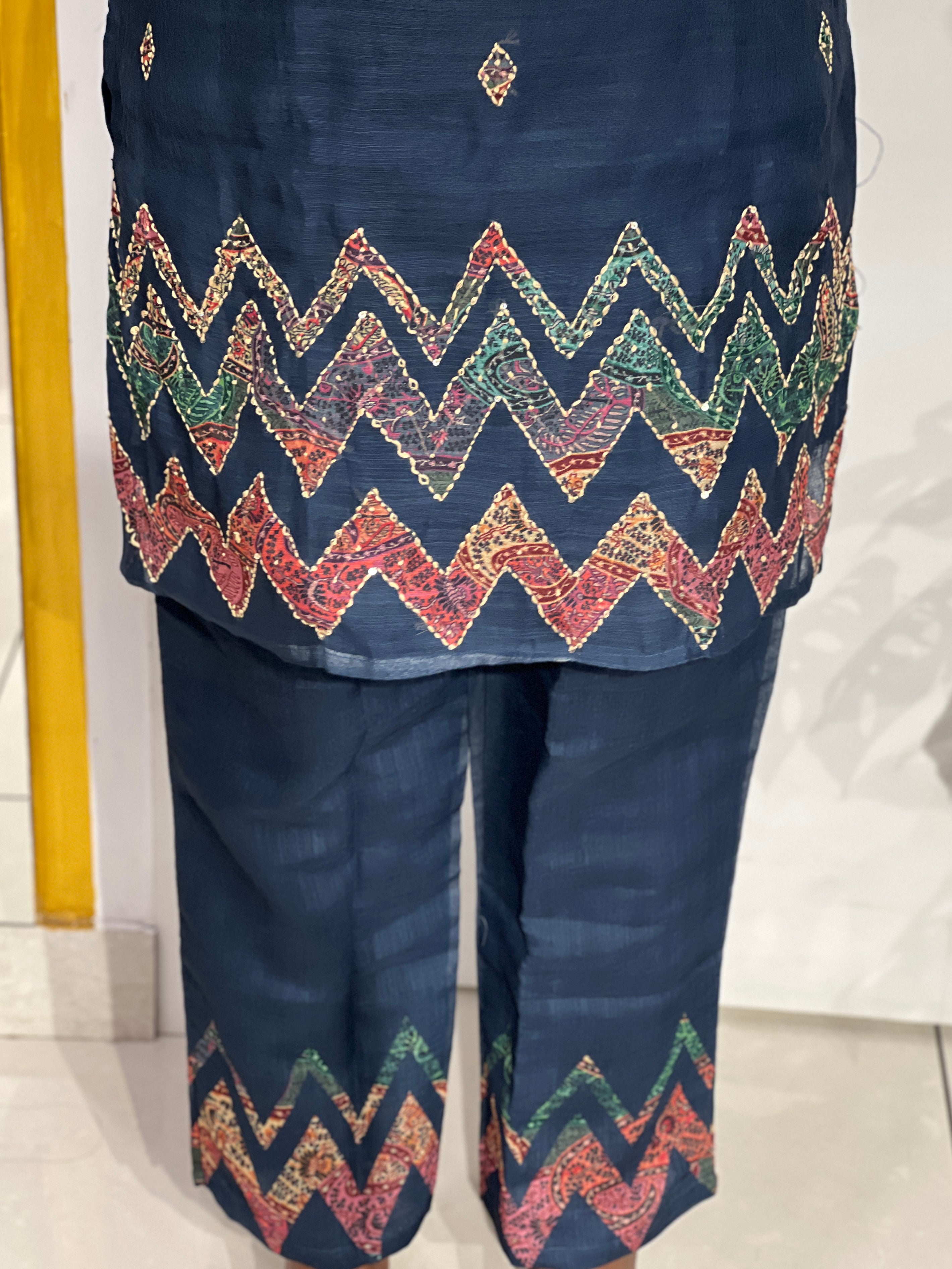 Zig Zag Pattern Linen Cotton Cord Set | FW416