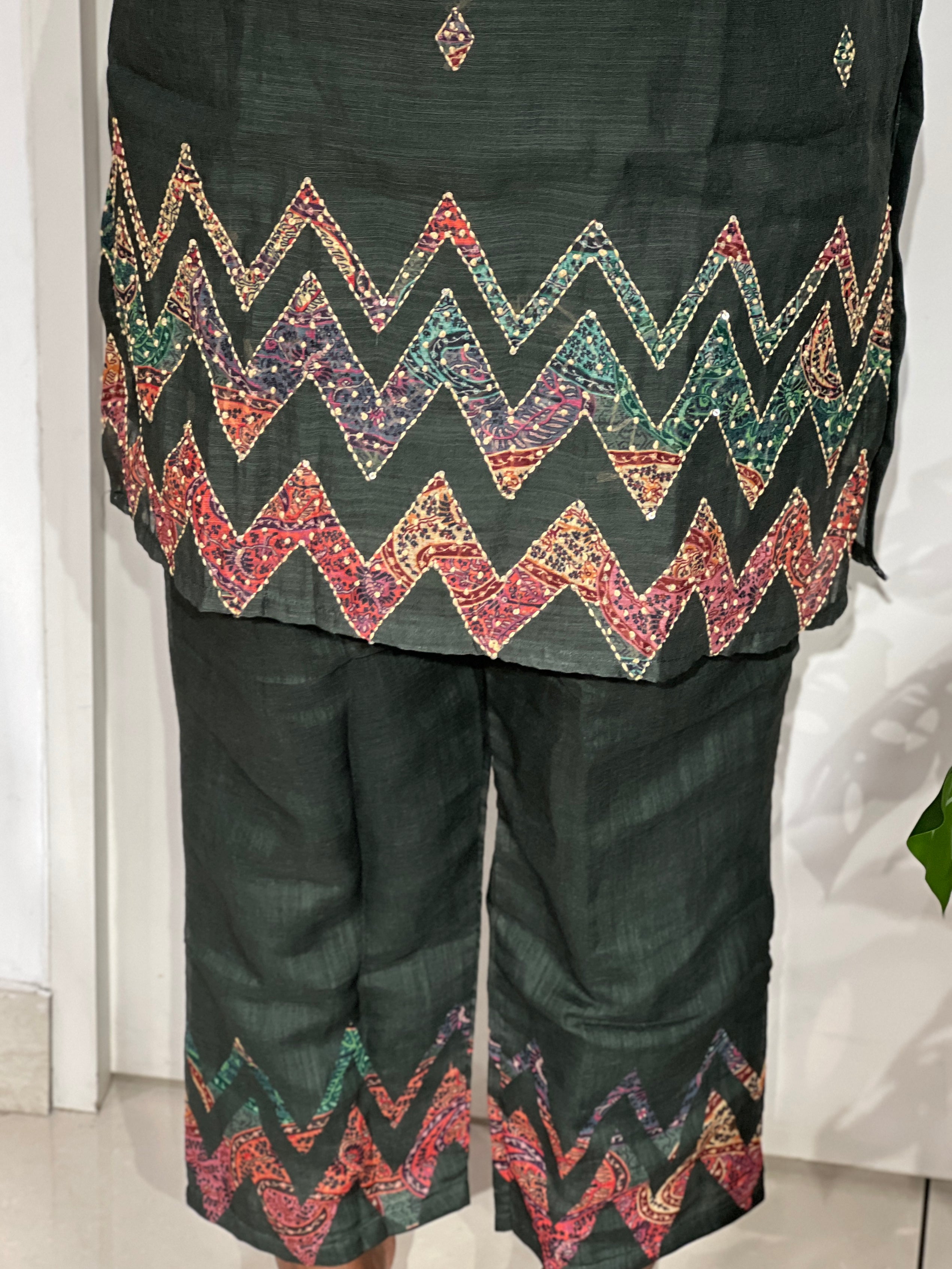 Zig Zag Pattern Linen Cotton Cord Set | FW417