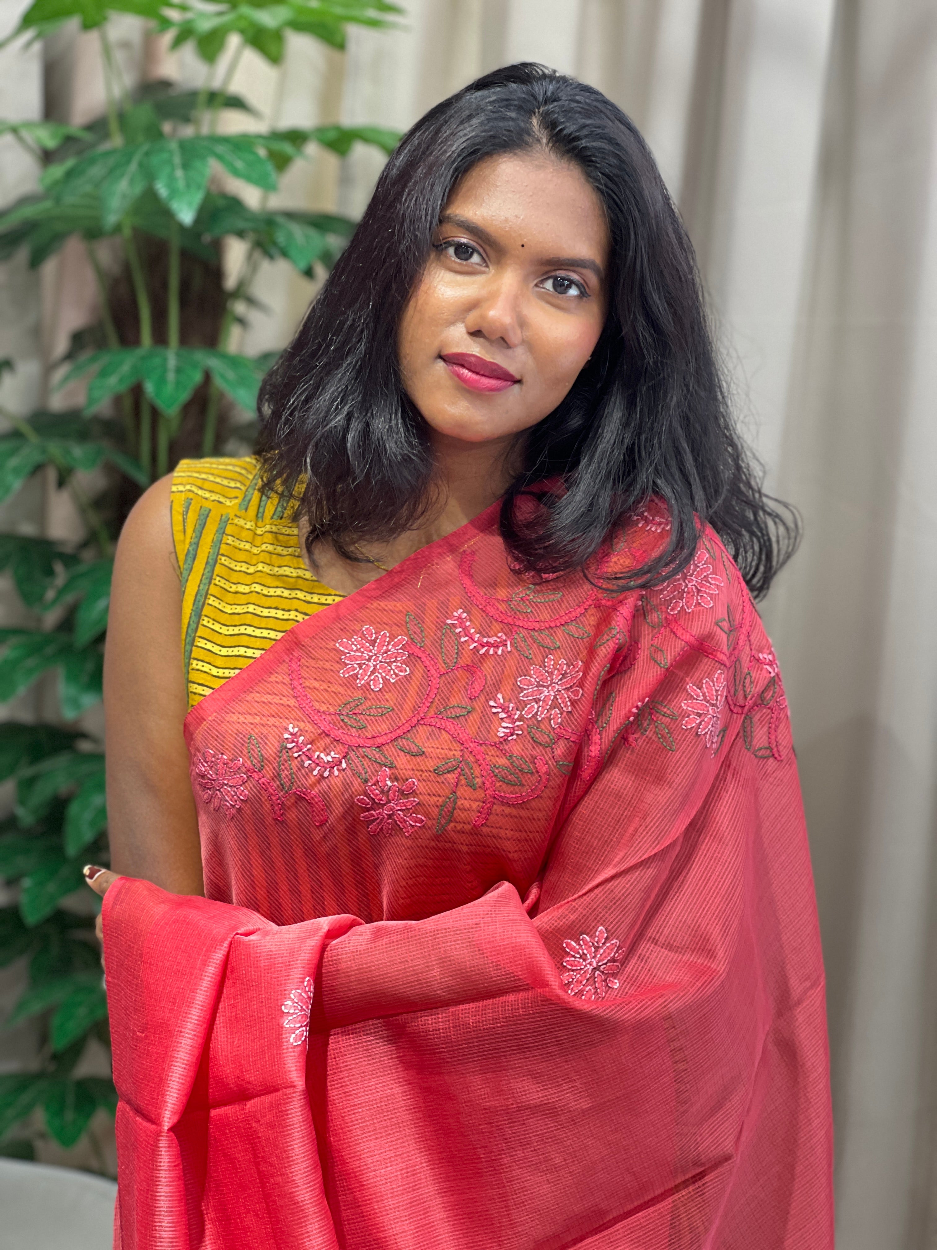 Chikankari Embroidery Detailed Kota Saree | JSC506