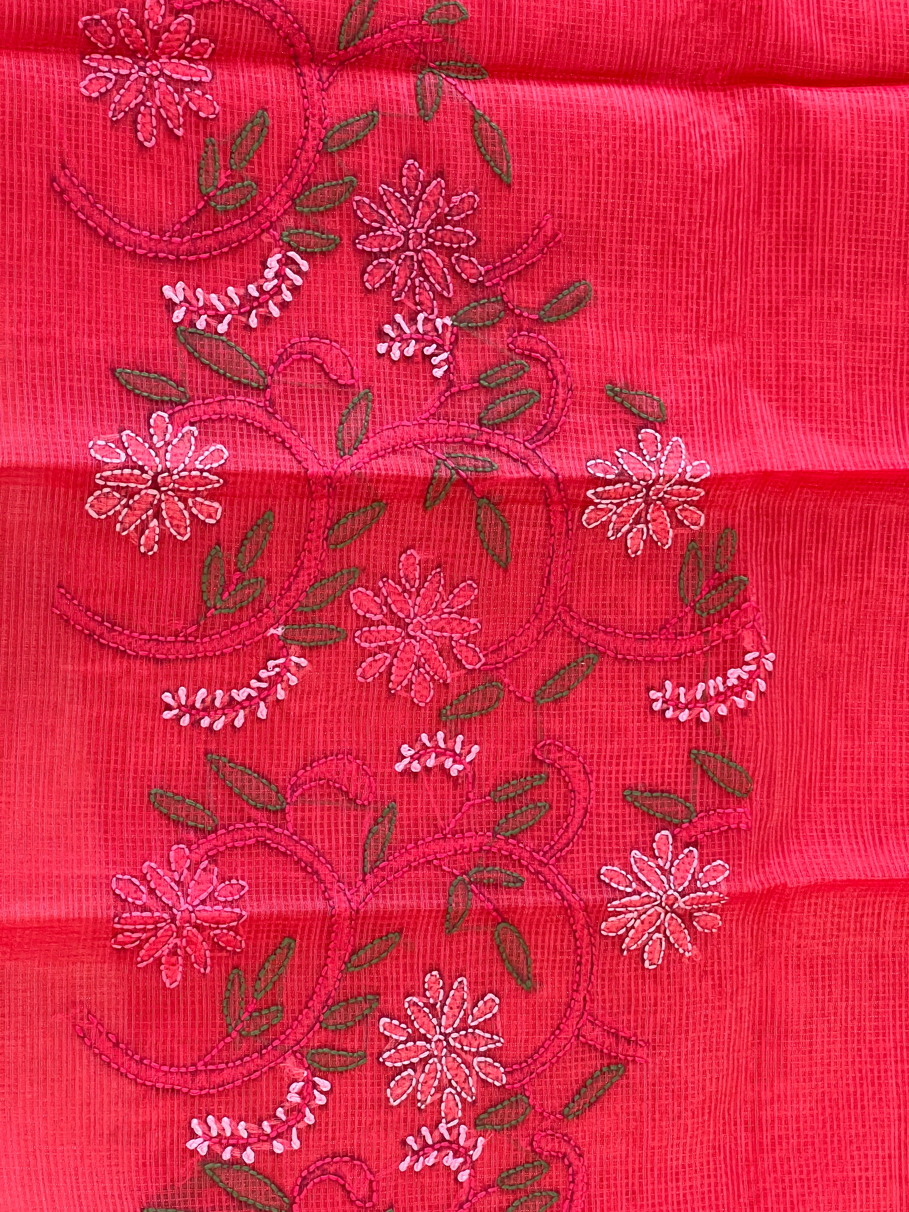 Chikankari Embroidery Detailed Kota Saree | JSC506