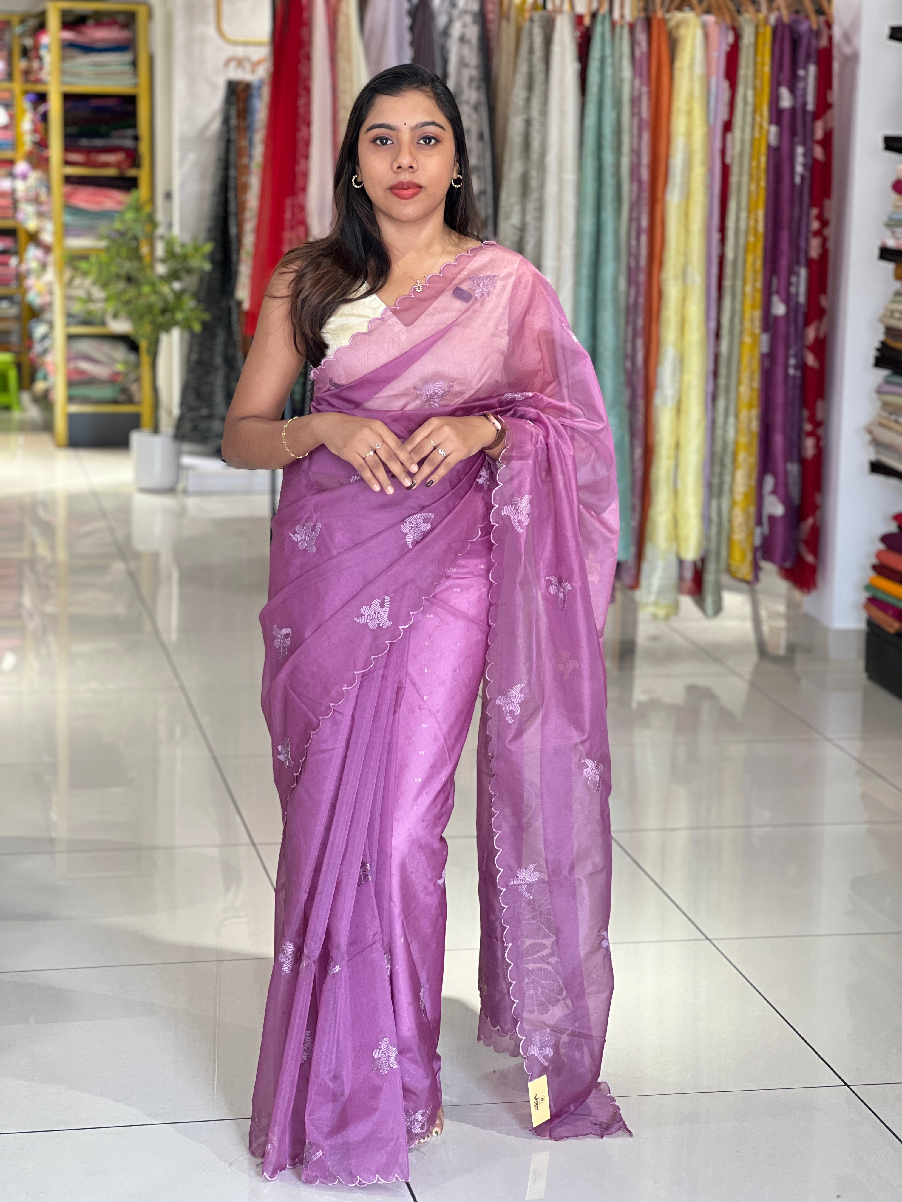 Embroidery Detailed Organza Saree | MM396