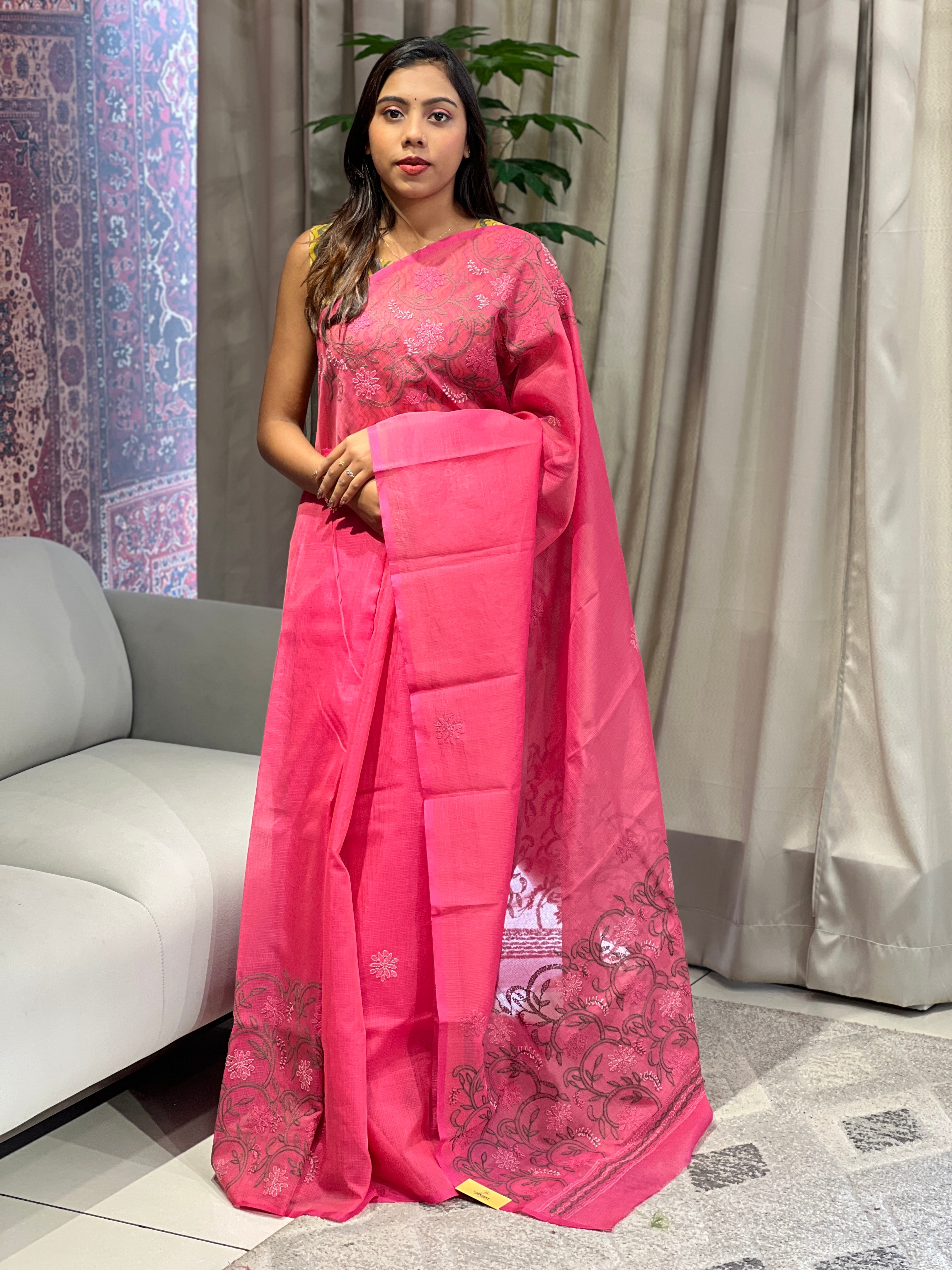 Chikankari Embroidery Detailed Kota Saree | JSC498