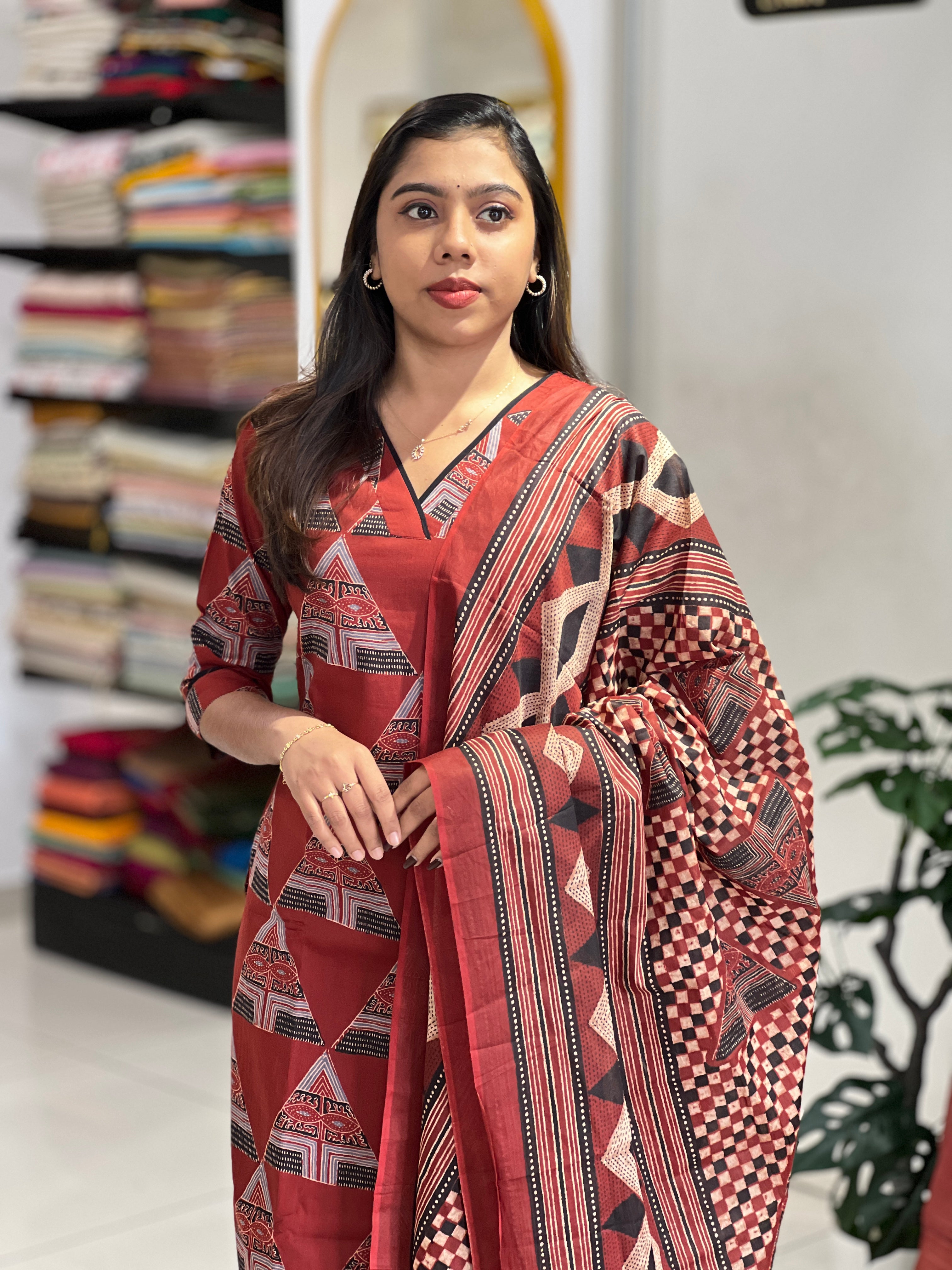 Geometrical Printed Cotton Kurta Set | MSN149