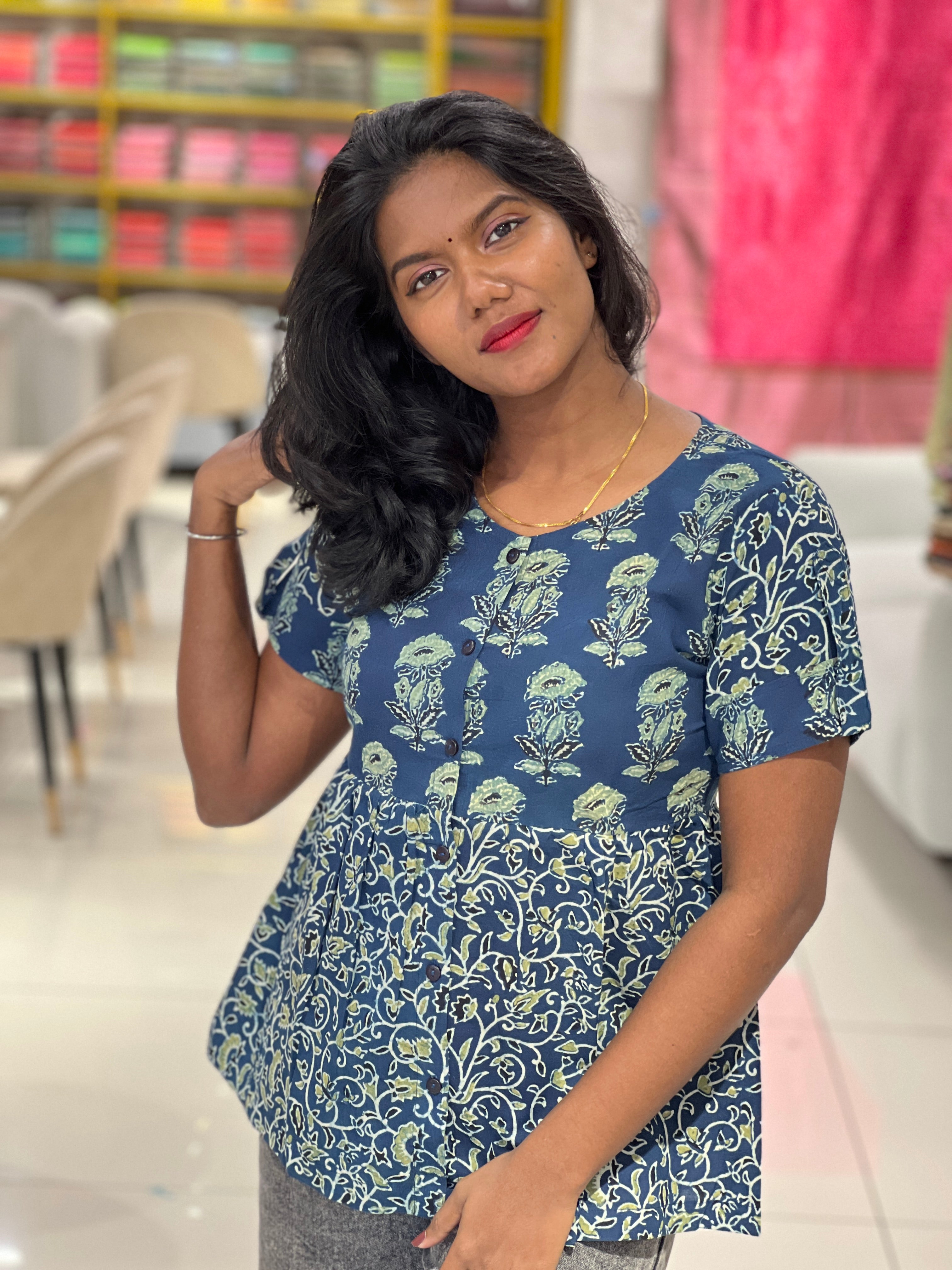 Print Detailed Cotton Short Kurta | DNT561