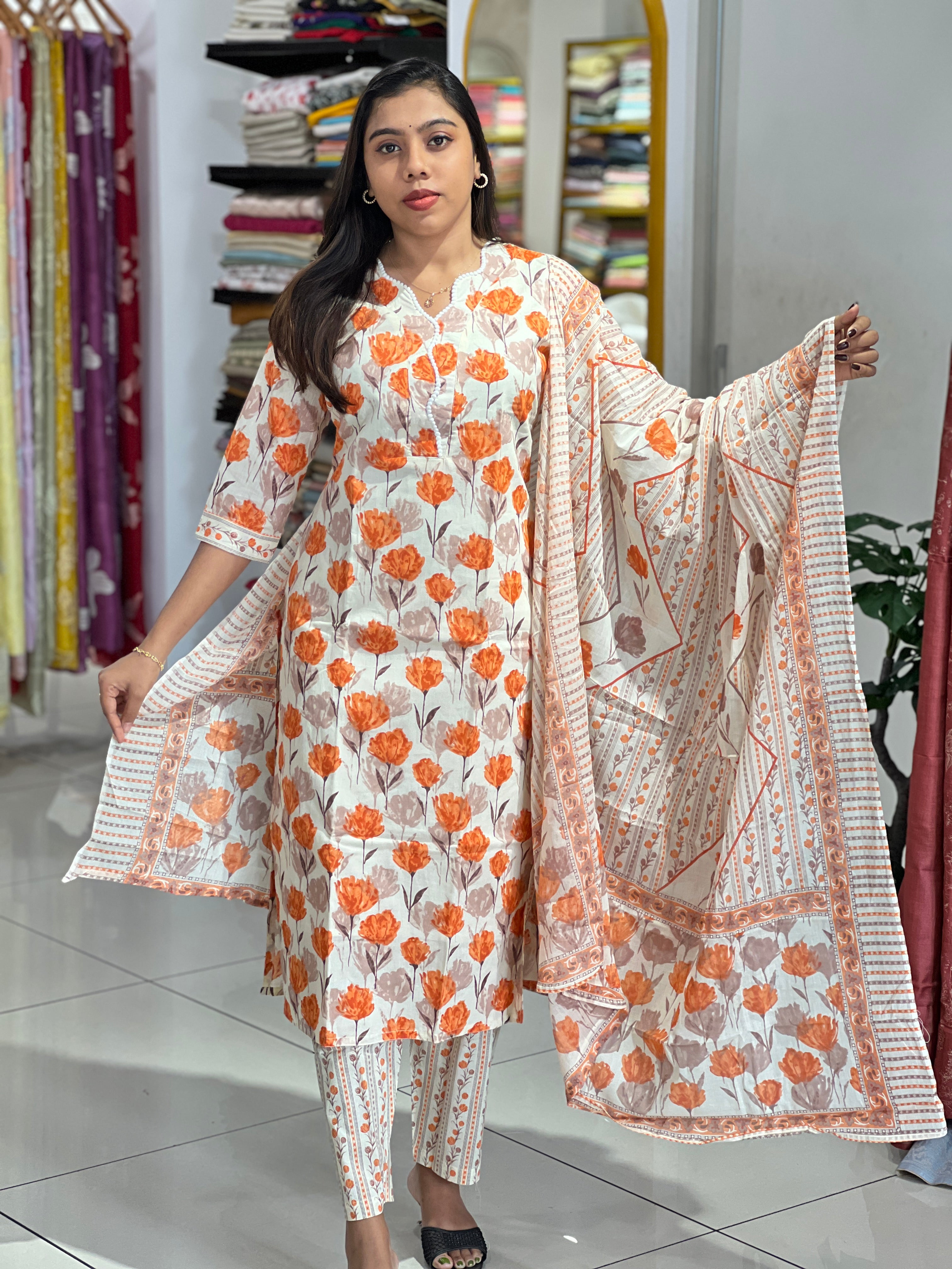 Floral Printed Cotton Kurta Set | MSN151