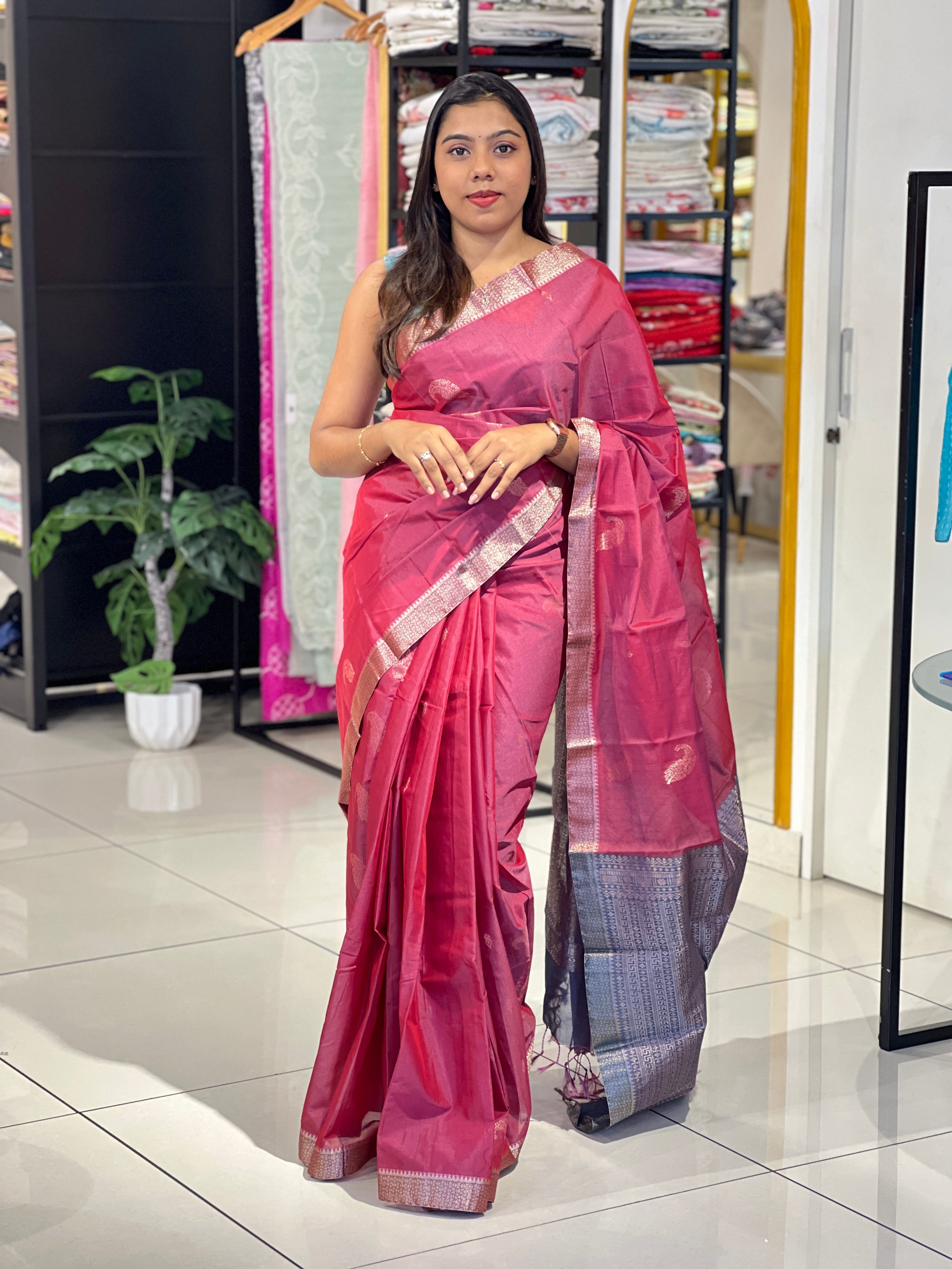 Paisley Design Zari Woven Silk Cotton Saree  | JAT115