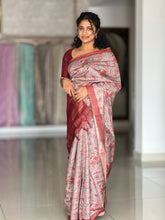 Floral Printed Tussar Finish Saree | GMS151