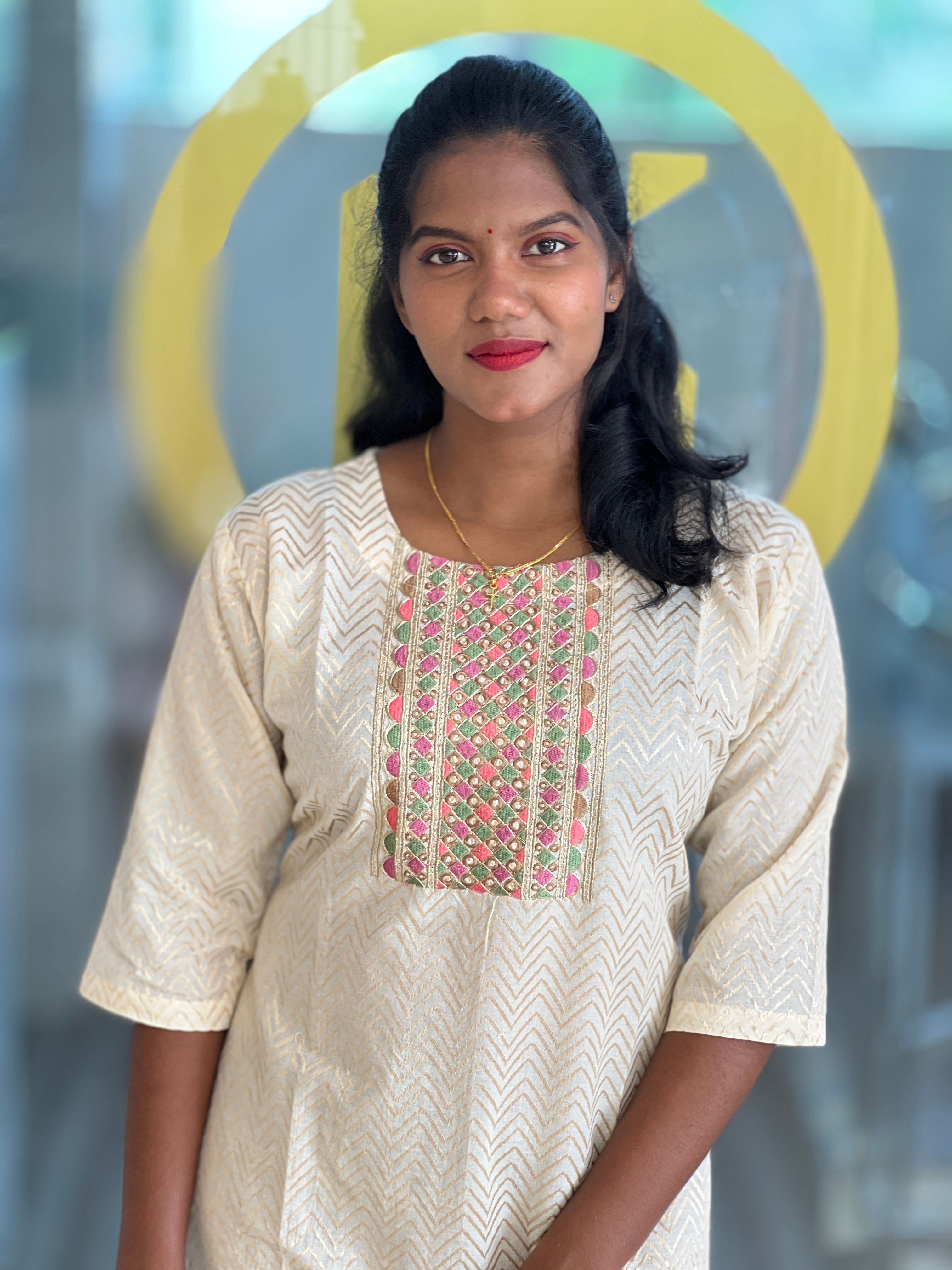 Zig Zag Printed Cotton Kurta | DNT532