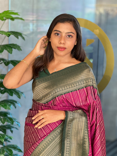 Stripes Detailed Semi Silk Saree | ONA129