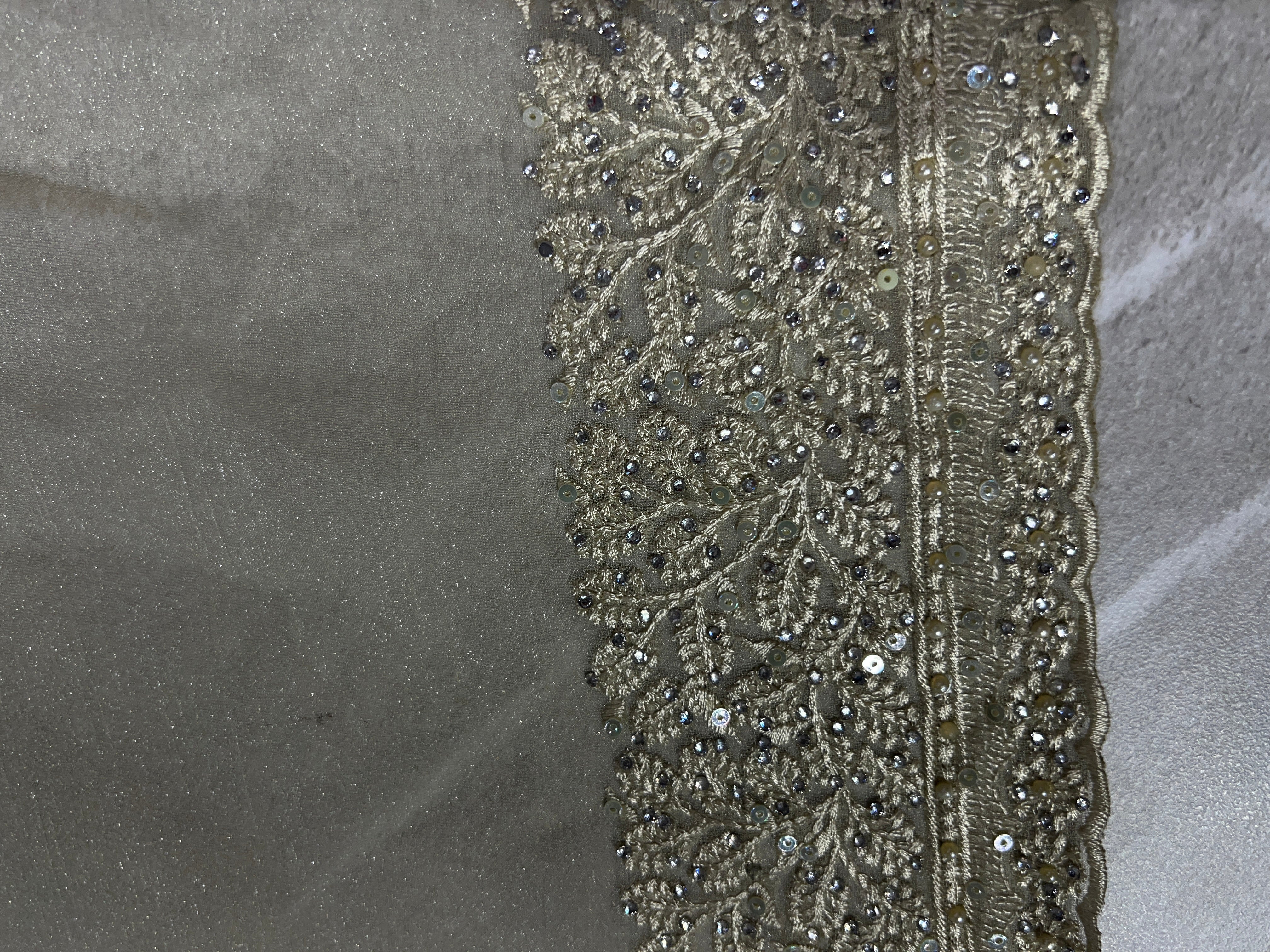 Embroidered Crushed Organza Saree  | SBP527