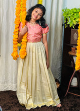Floral Jaal Brocade Patterned Banarasi Katan Unstitched Skirt & Top | ONK111