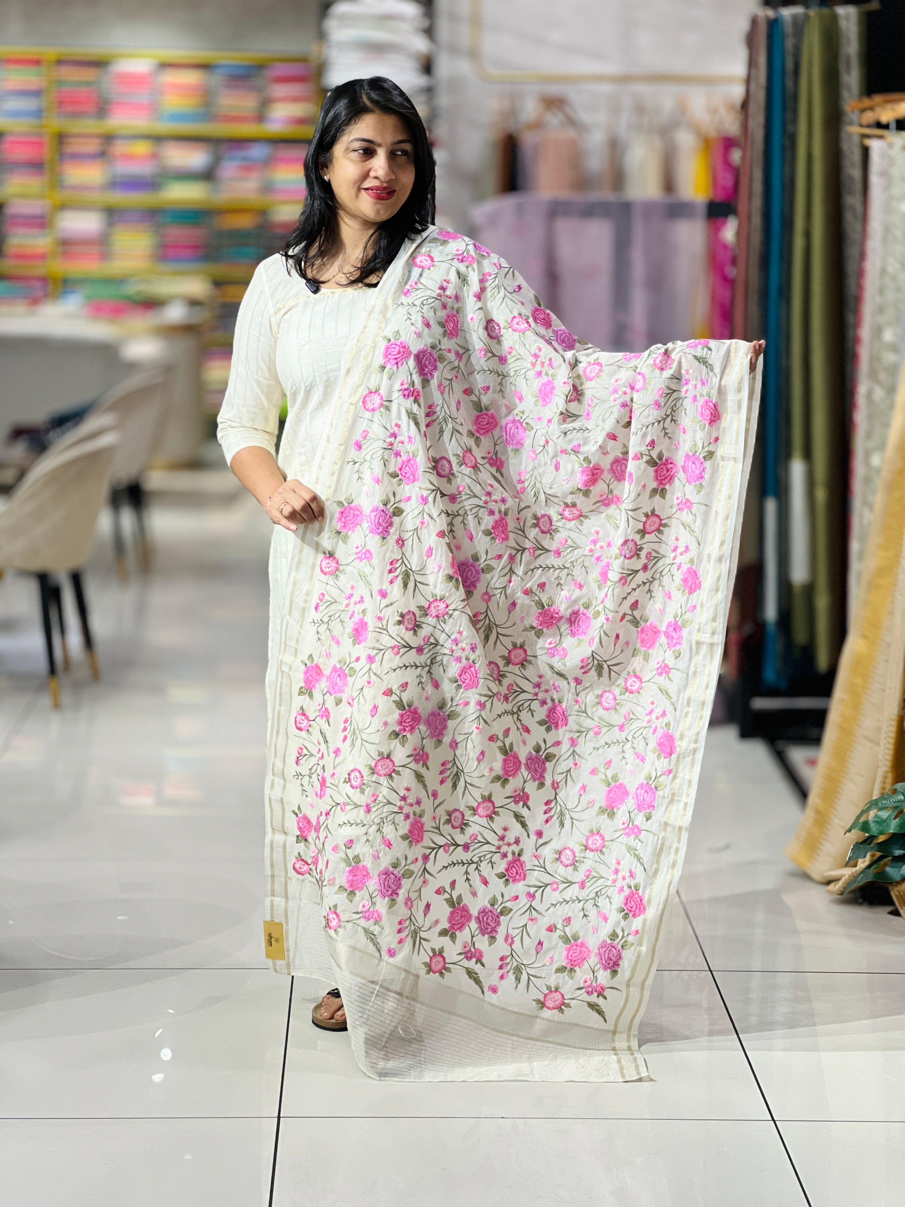 Floral Embroidered Chanderi Salwar Set | MM597