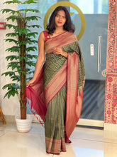 Stripes Detailed Semi Silk Saree | ONA131