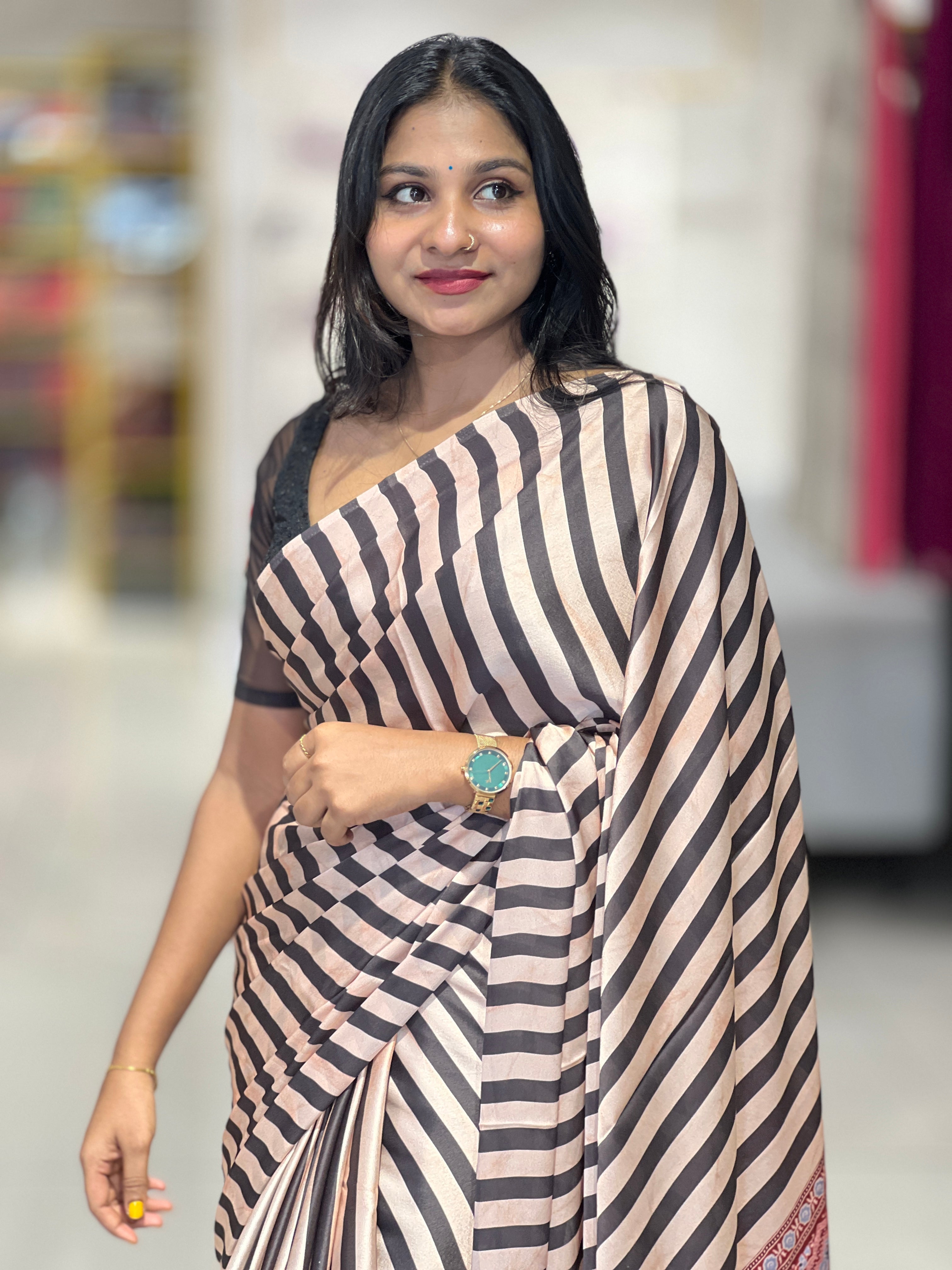 Stripe Pattern Modal Finish Saree | SSN142